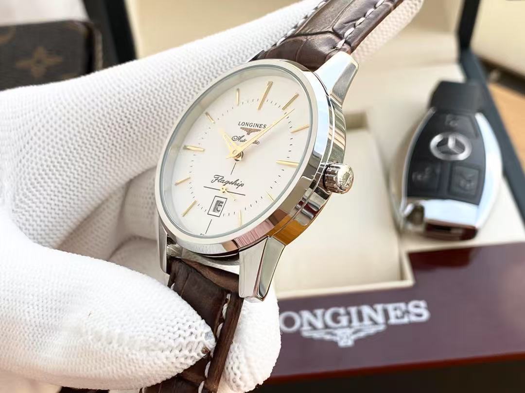 LONGINES  ロンジン  フラッグシップ ヘリテージ, L4.795.4.78.2, 自動巻 ウォッチ, Ø 38.50 mm, ステンレススティール.