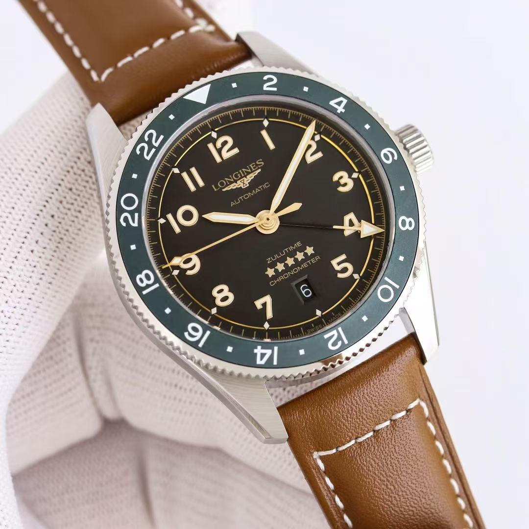 LONGINES  ロンジン  SPIRIT ZULU TIME, L3.812.4.63.2, 自動巻 ウォッチ, Ø 42.00 mm, ステンレススティールとセラミック.