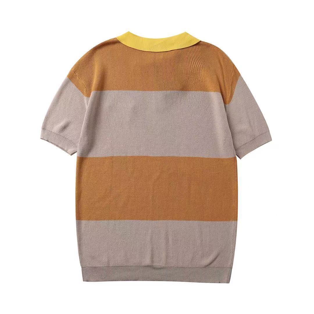 Fendi イエロー＆ベージュ コットンジャージー ポロシャツ