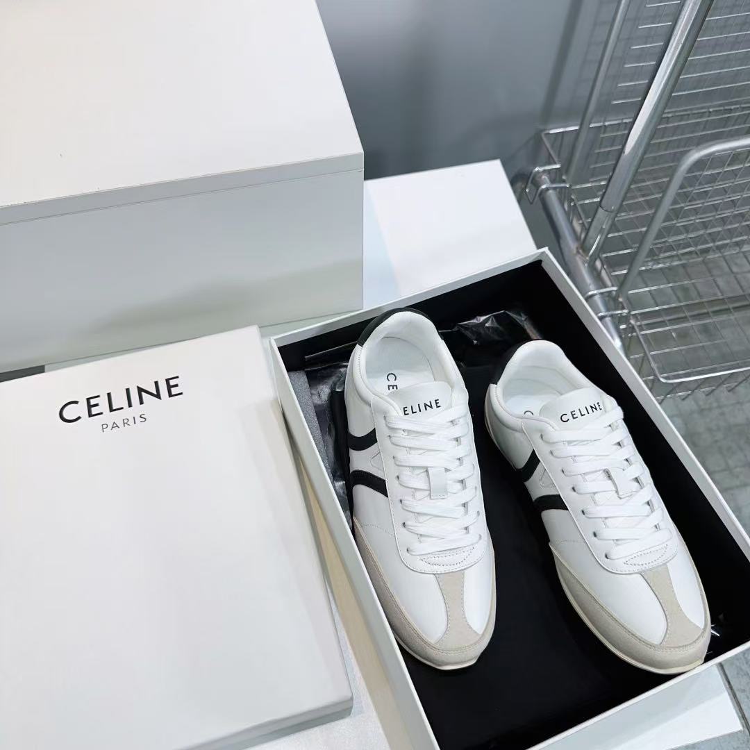 トリオンフ付き CELINE ジョガー レースアップ ロースニーカー / カーフスキン & スエードカーフスキン