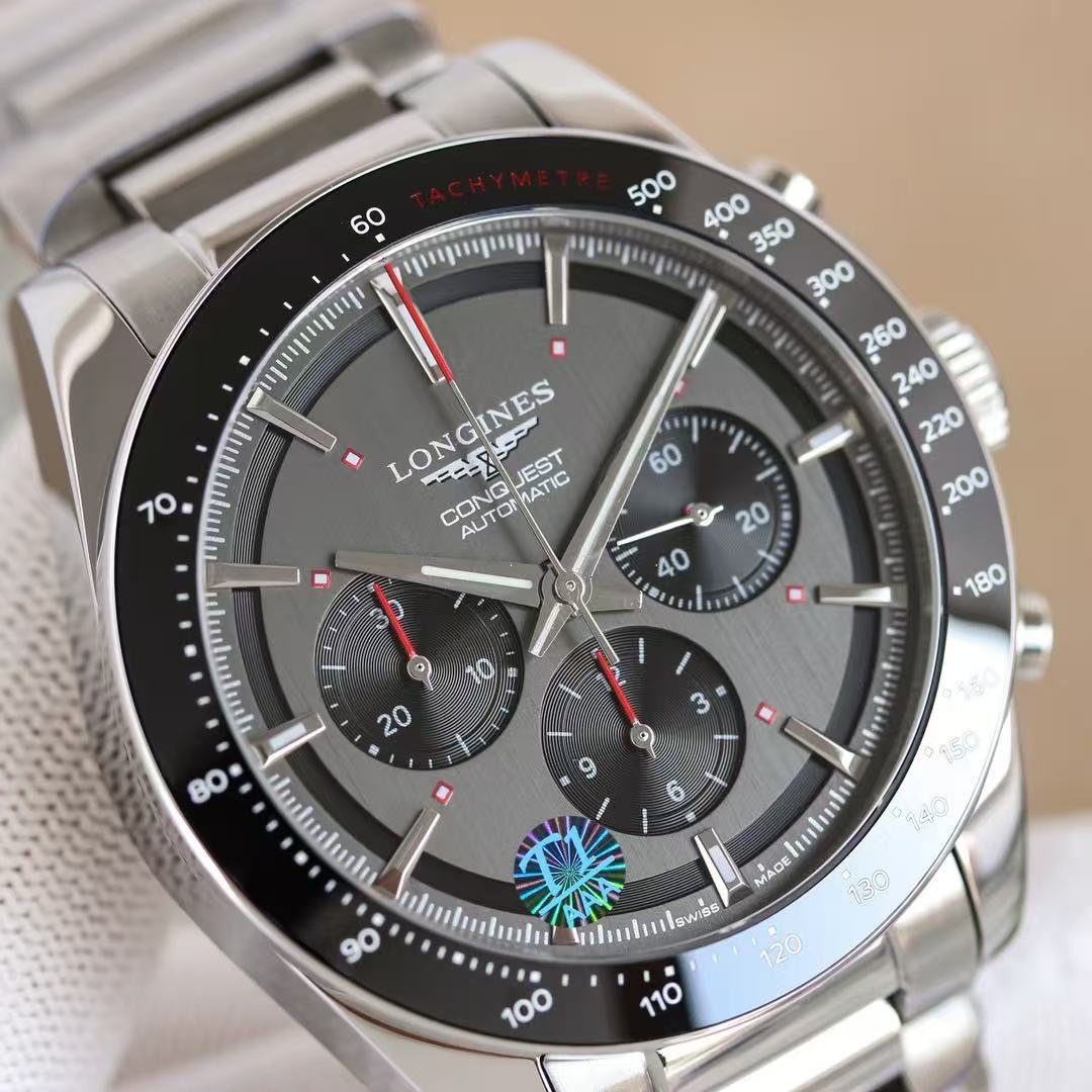 LONGINES  ロンジン  CONQUEST CHRONO SKI EDITION, L3.836.4.52.9, 自動巻 ウォッチ, Ø 42.00 mm, ステンレススティールとセラミック.