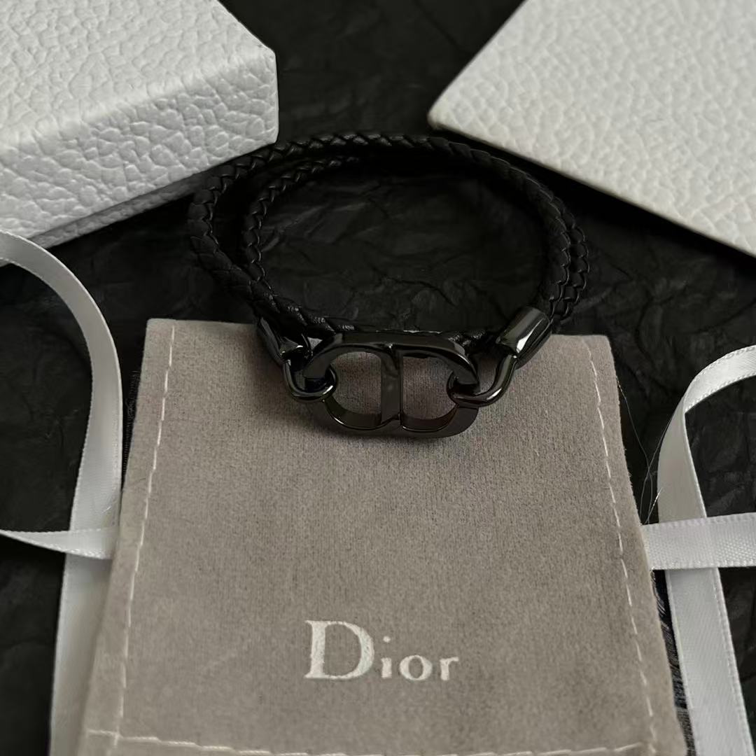 CD Icon ブレイドレザー ダブルブレスレット