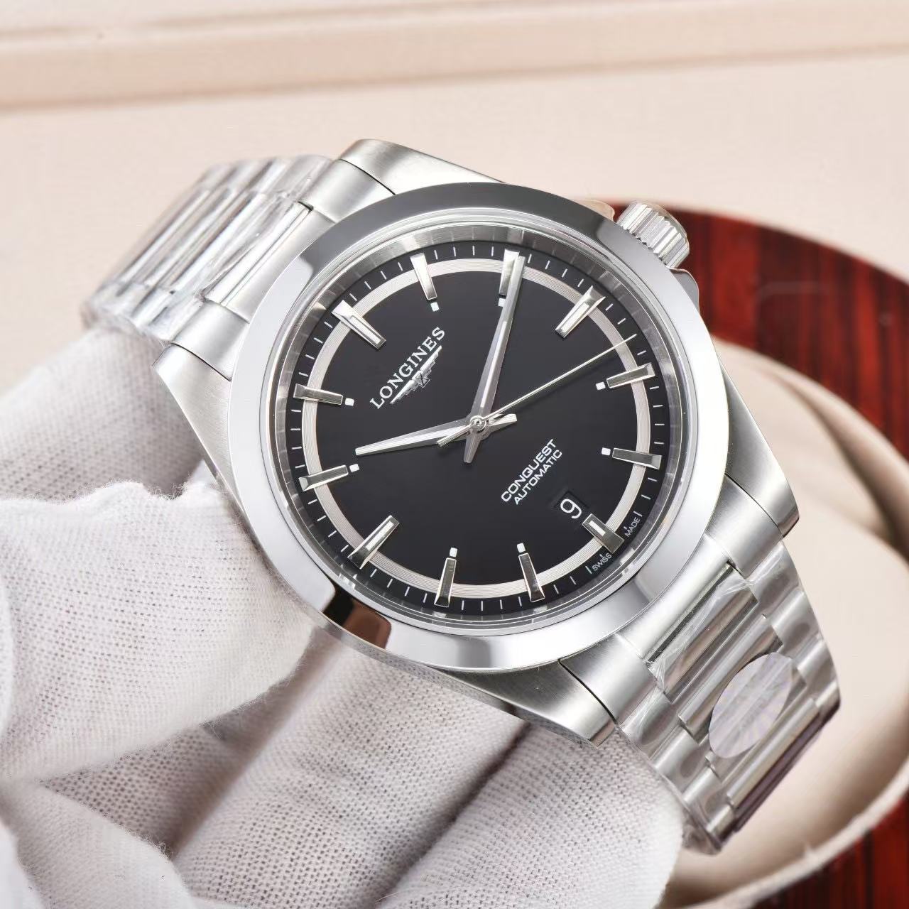 LONGINES  ロンジン  コンクエスト, L3.830.4.52.6, 自動巻 ウォッチ, Ø 41.00 mm, ステンレススティール.