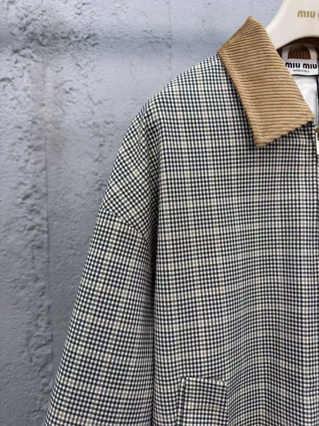 MIUMIU チェック 二重織り ブルゾンジャケット
