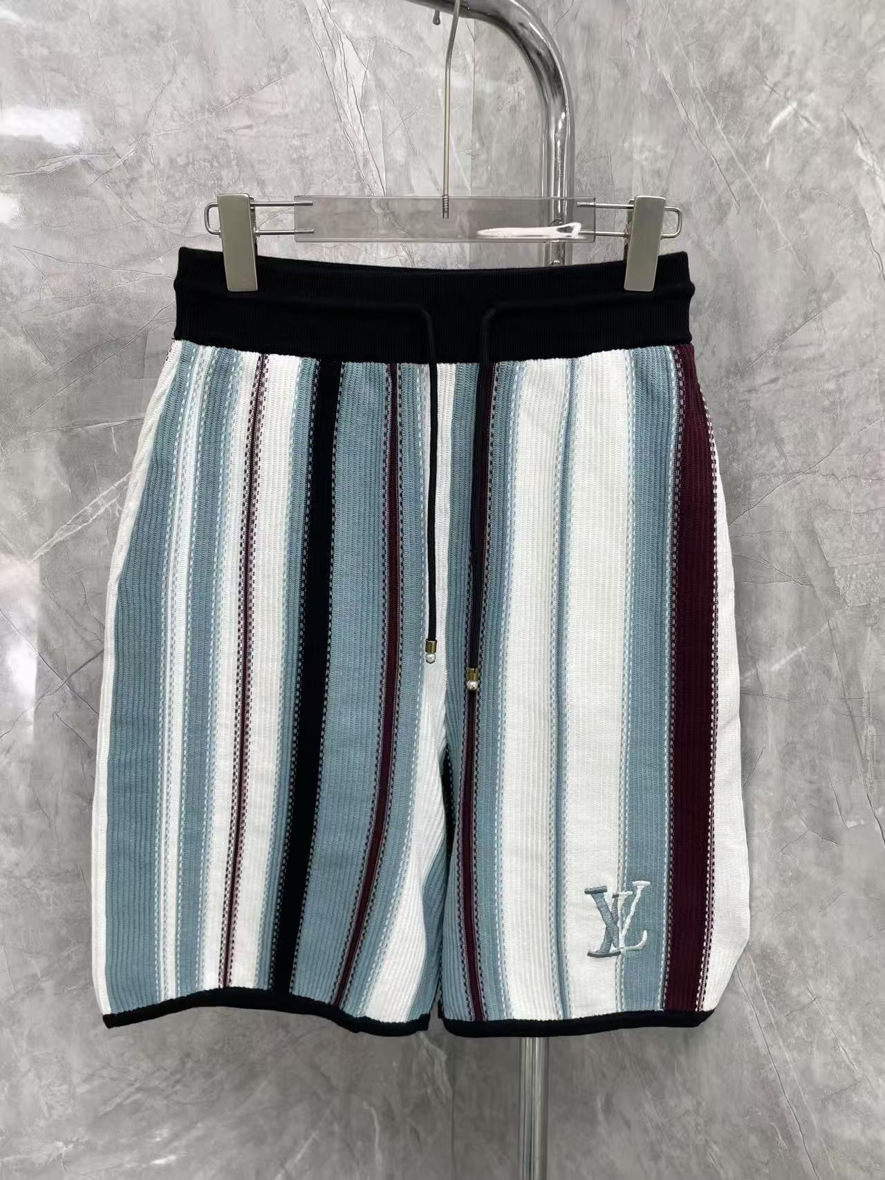 LV ストライプ  クロシェ ショートスリーブシャツ +ストライプ クロシェショーツ