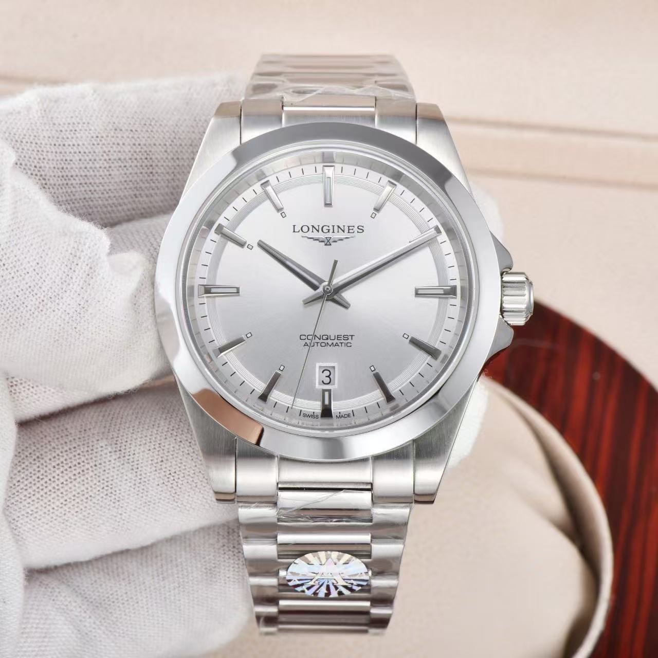 LONGINES  ロンジン  コンクエスト, L3.830.4.72.6, 自動巻 ウォッチ, Ø 41.00 mm, ステンレススティール.