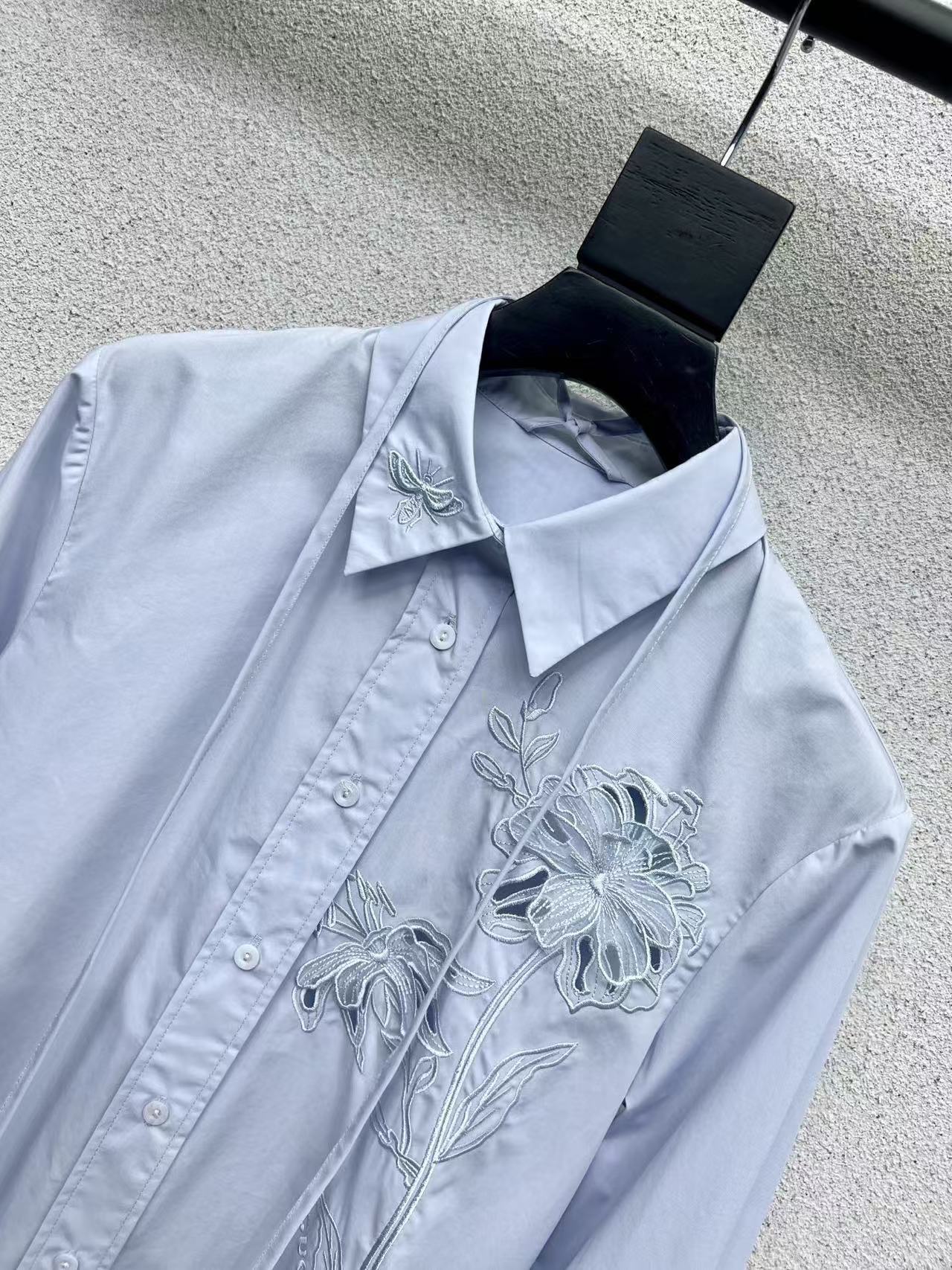 GUCCI エンブロイダリー付き コットンポプリン シャツ