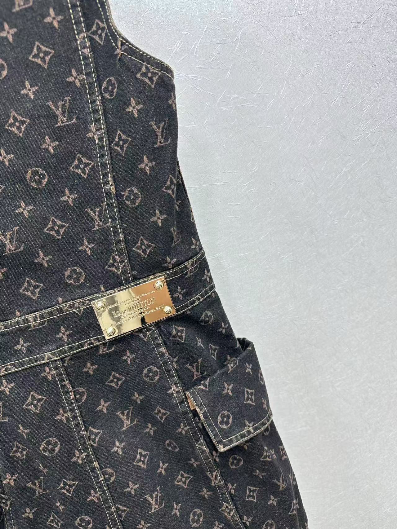 Louis vuitton モノグラム デニム ボタンフロントドレス