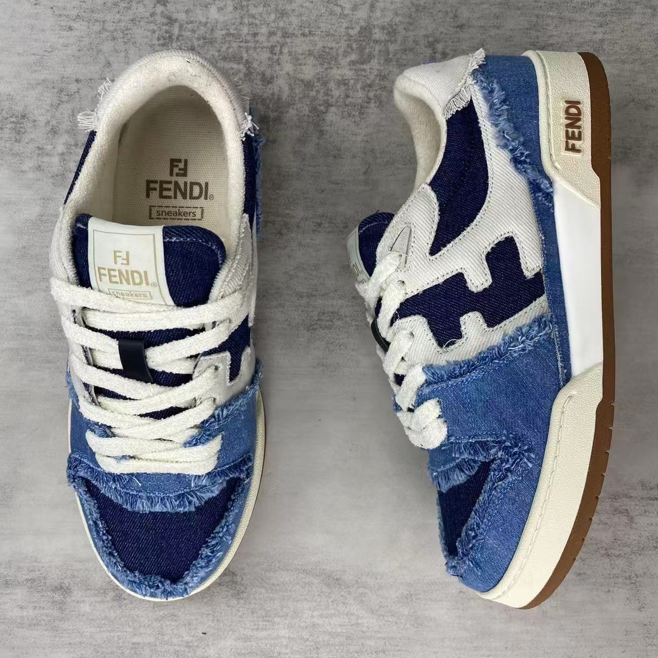 Fendi フェンディ マッチ ブルーデニム ロートップ