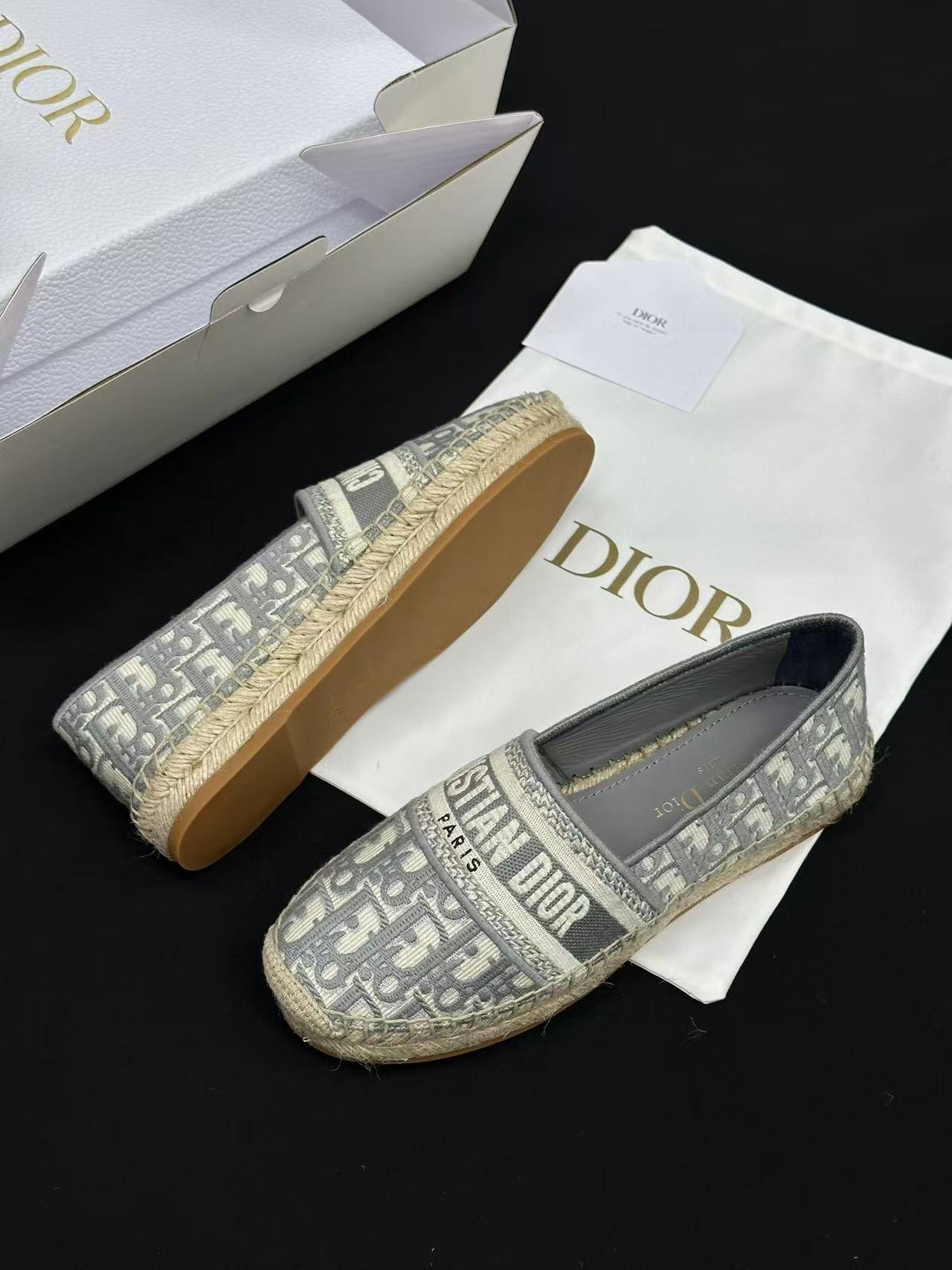 Dior Granville エスパドリーユ ディオール オブリーク エンブロイダリー コットン