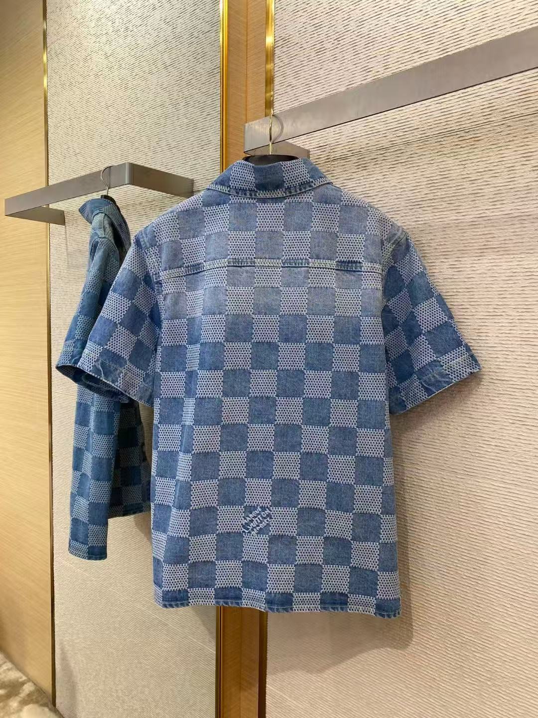 LV ダミエ3D ライトデニムショートスリーブシャツ+ダミエ3D ライトデニムショーツ