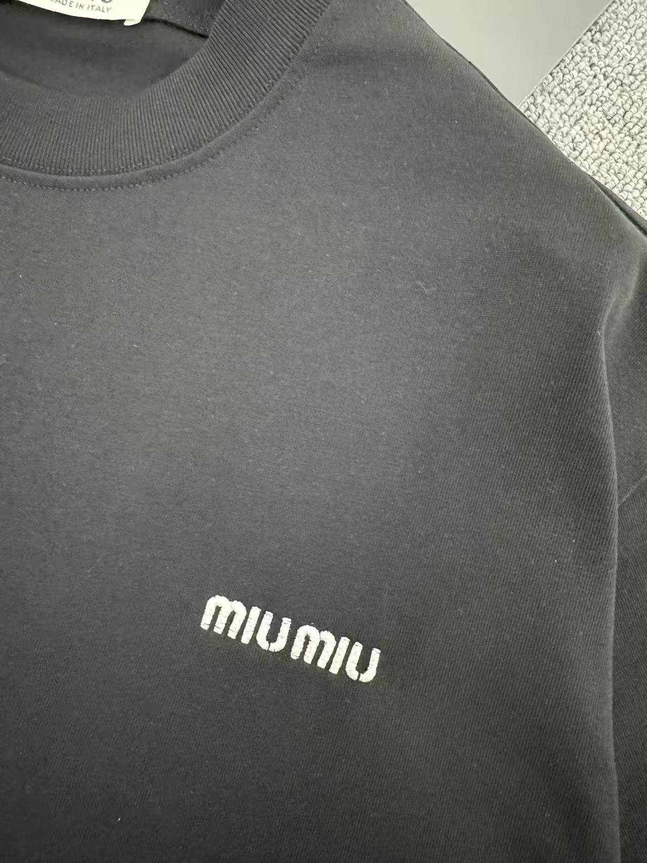 MIUMIU リブ編み ジャージー Tシャツ