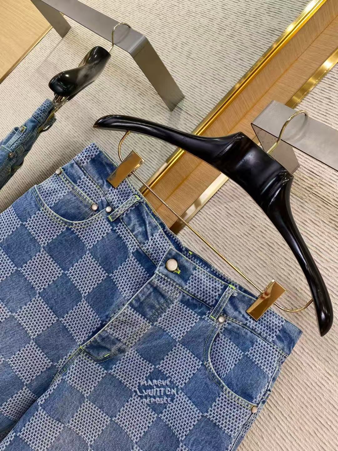 LV ダミエ3D ライトデニムショートスリーブシャツ+ダミエ3D ライトデニムショーツ