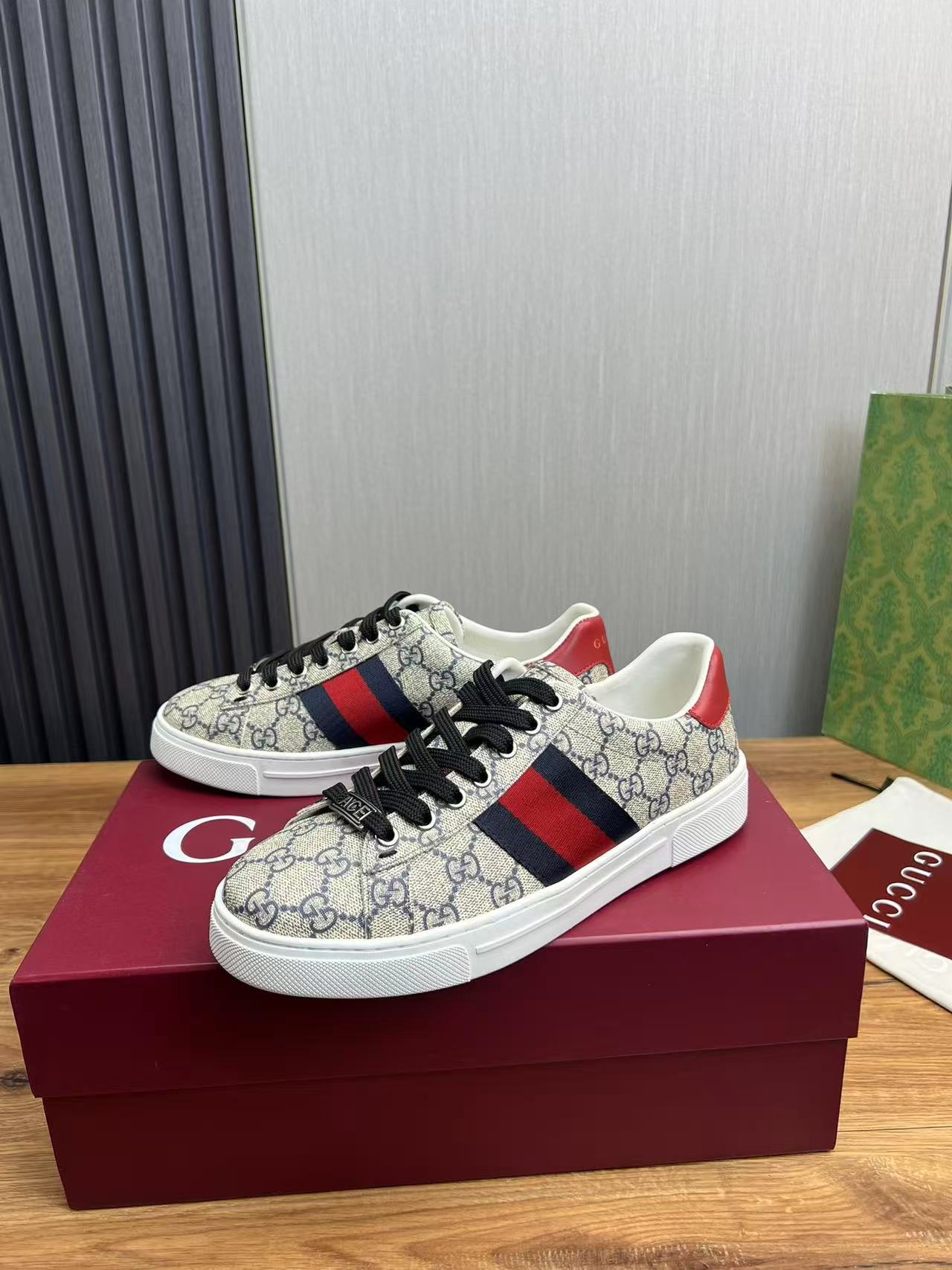 GUCCI〔エース〕ウェブ ストライプ メンズ スニーカー