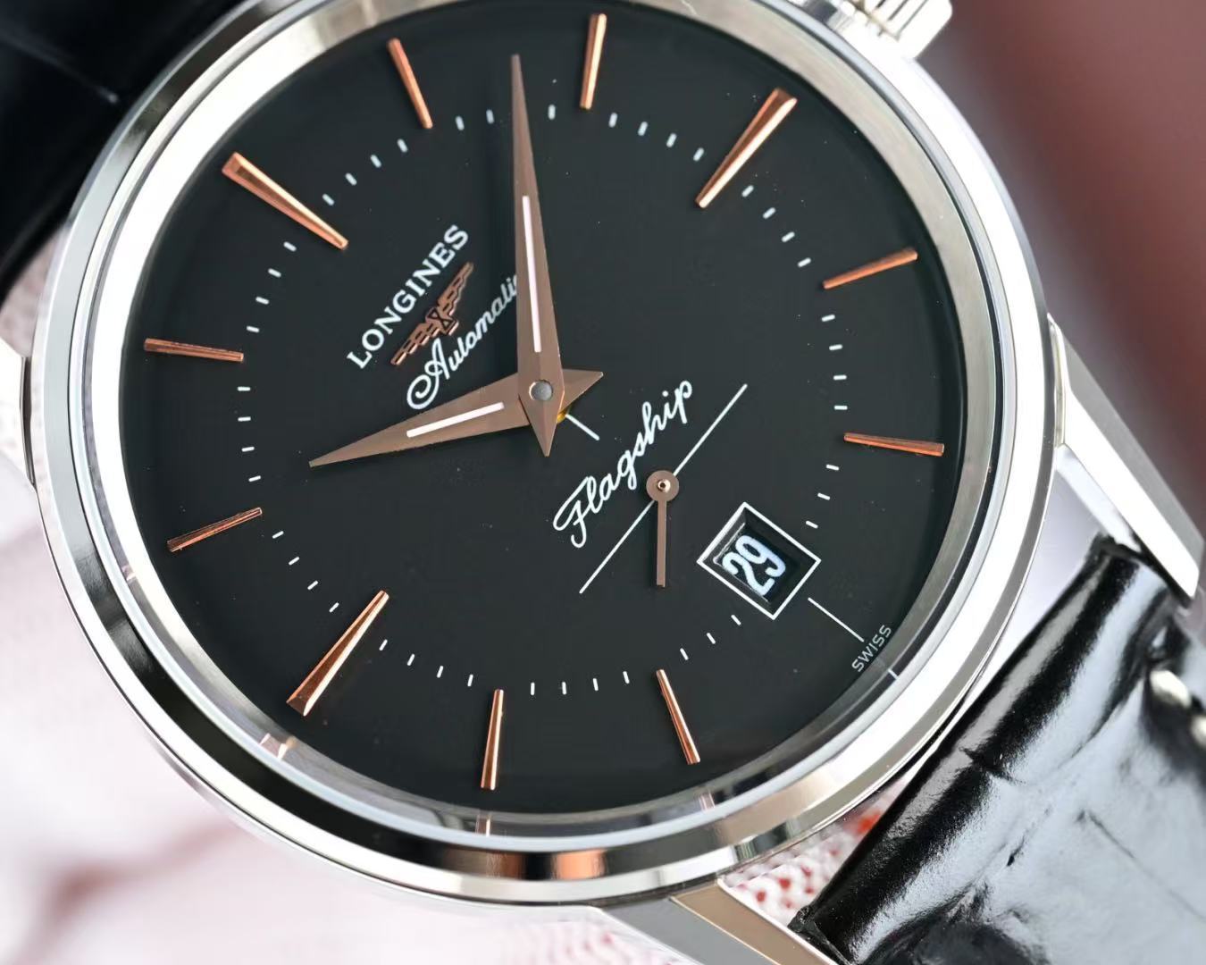 LONGINES  ロンジン フラッグシップ ヘリテージ, L4.795.4.58.0, 自動巻 ウォッチ, Ø 38.50 mm, ステンレススティール.