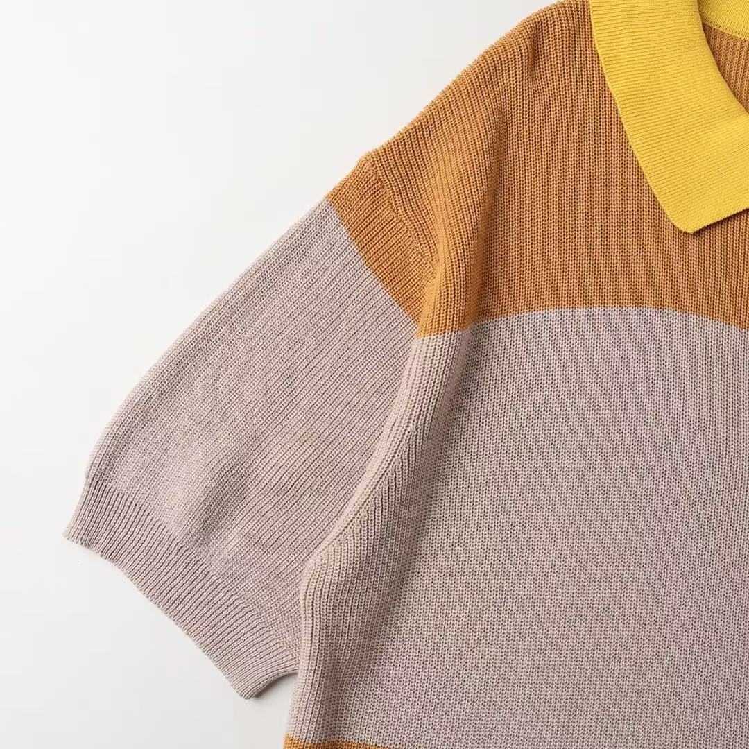 Fendi イエロー＆ベージュ コットンジャージー ポロシャツ