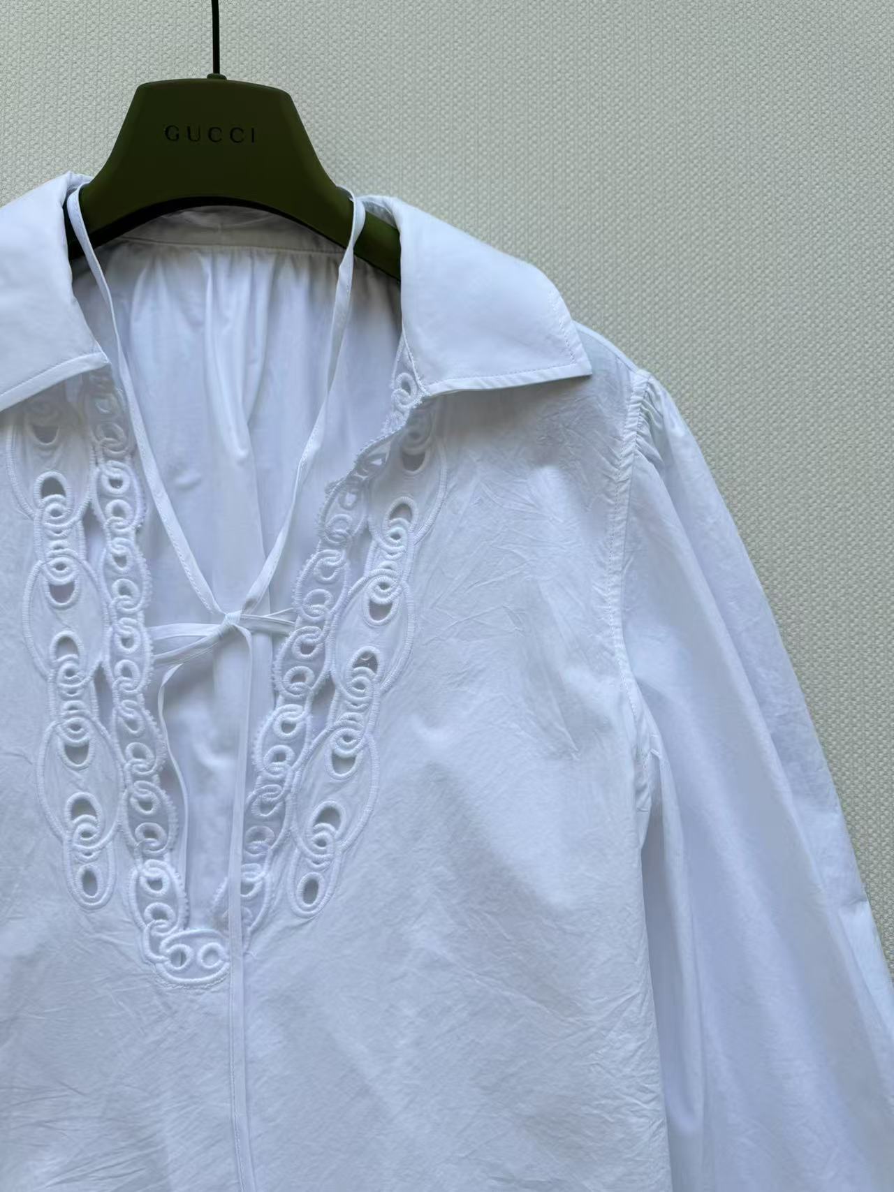 GUCCI エンブロイダリー付き コットンポプリン シャツ