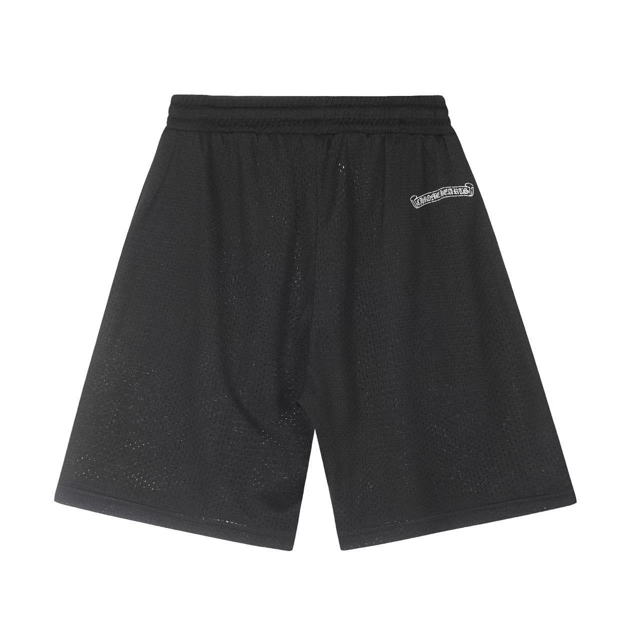 CHROME HEARTS (クロムハーツ) MESH VARSITY SHORTS CHプリントメッシュハーフパンツ ショートパンツ ブラック