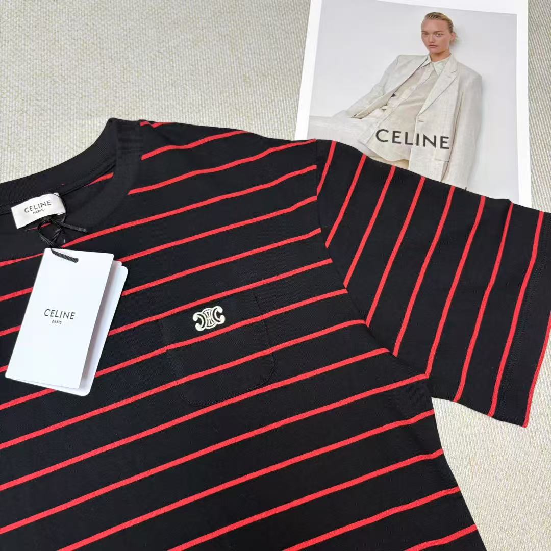 CELINE トリオンフ レギュラーTシャツ ストライプ / ジャージー
