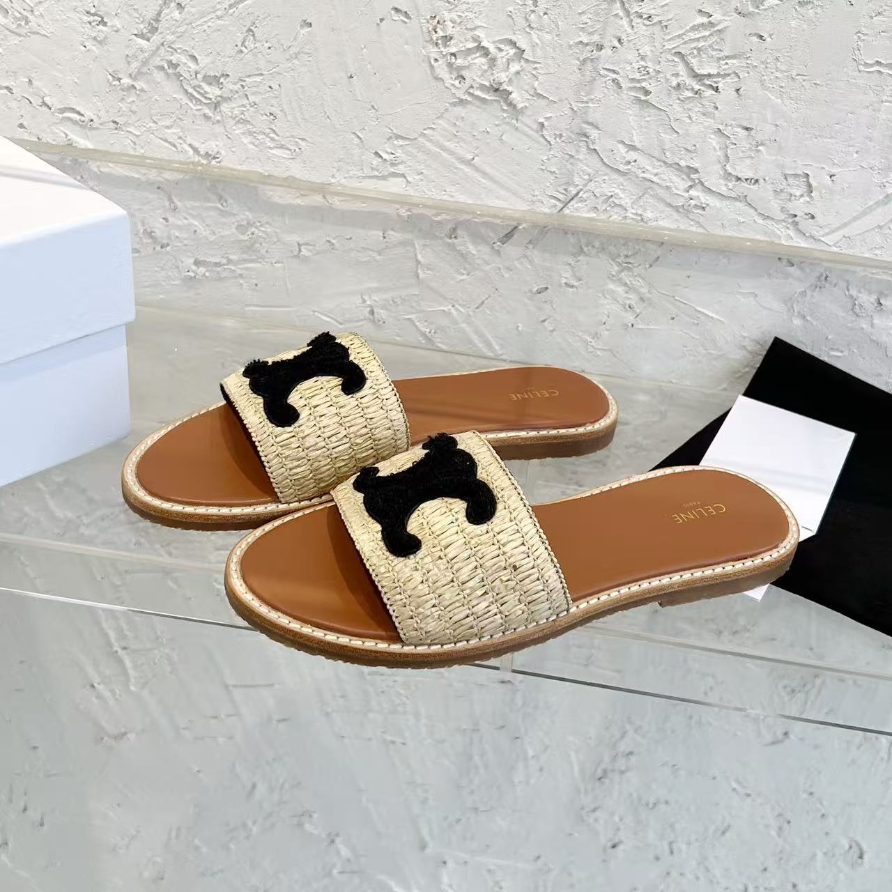 CELINE リンピア ミュール / ラフィア