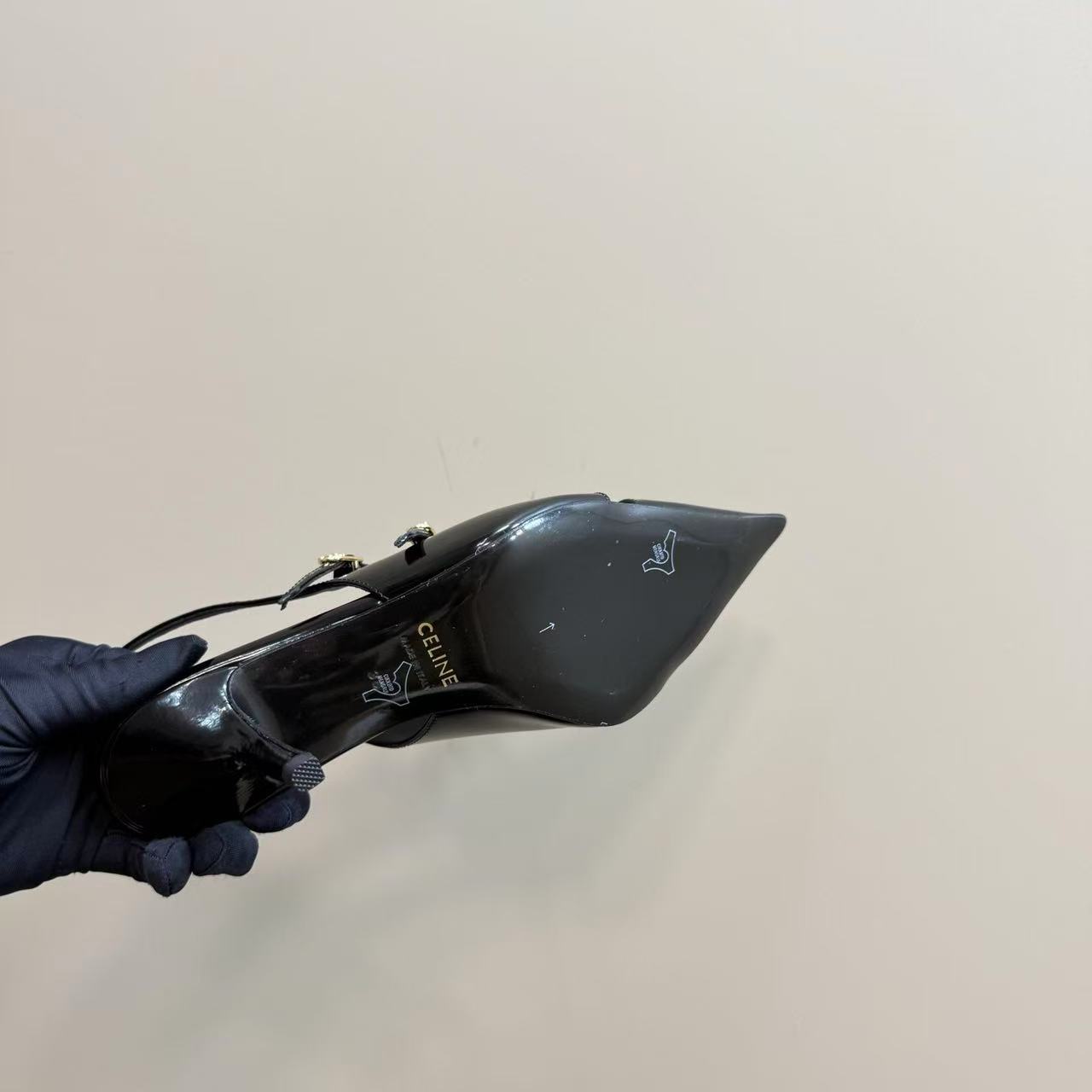 CELINE ジュディ ダブルストラップ メリージェーン スリングバック / パテントカーフスキン