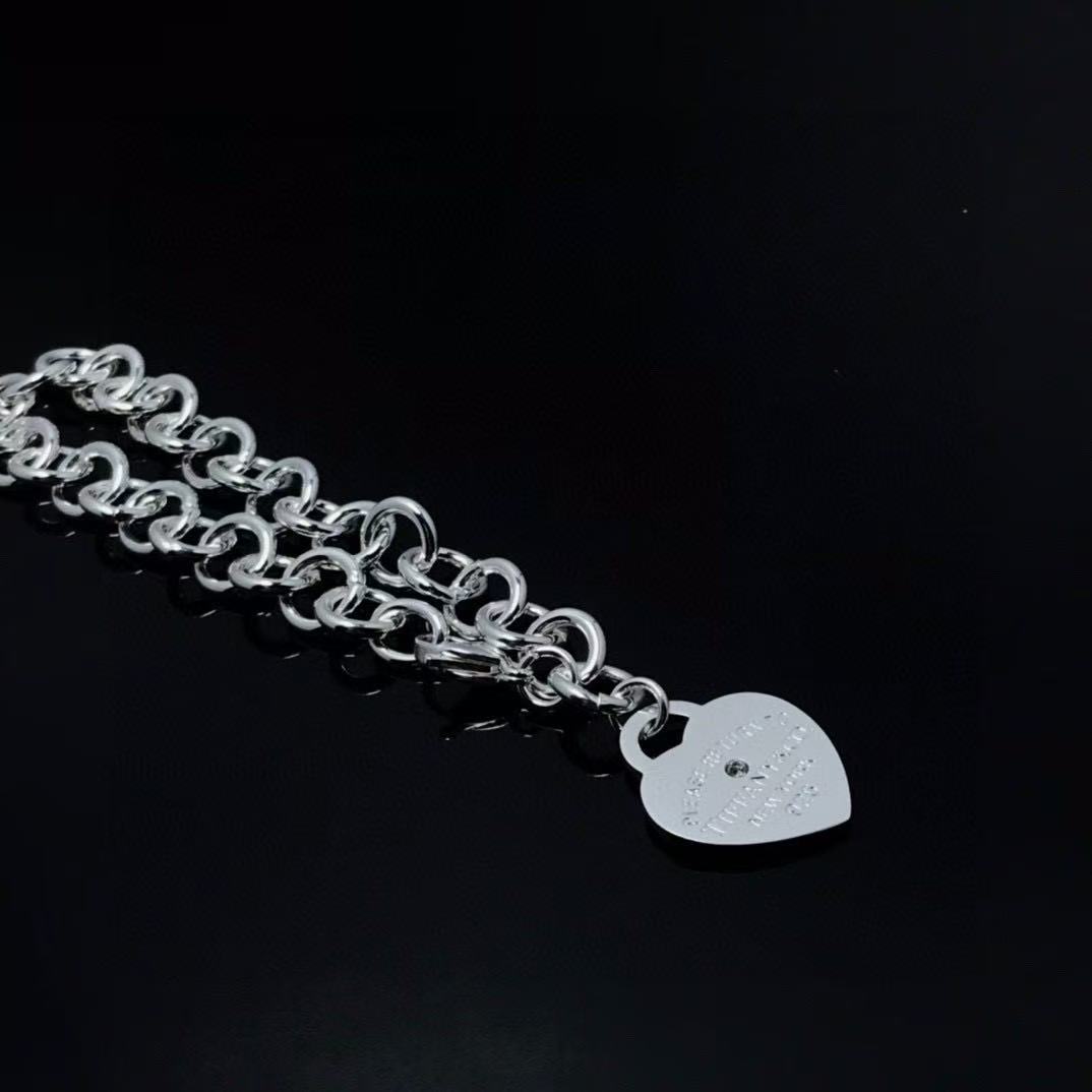 Tiffany ハート タグ ブレスレット スターリングシルバーにダイヤモンドをセッティング
