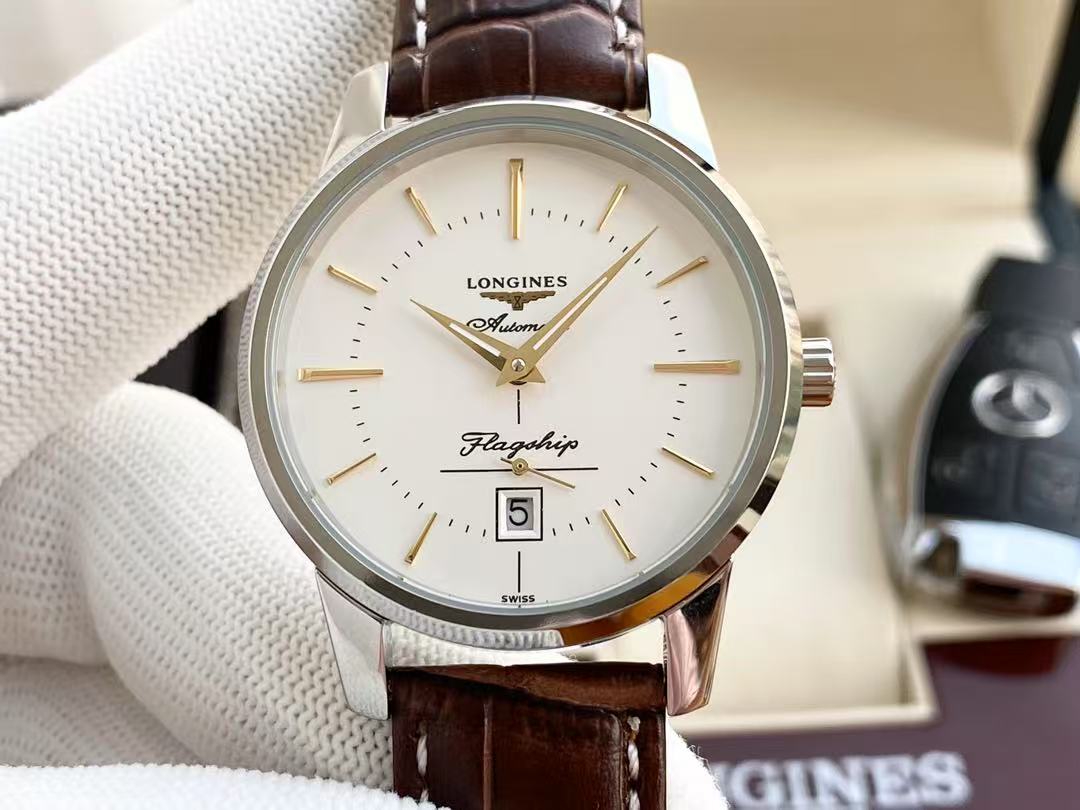 LONGINES  ロンジン  フラッグシップ ヘリテージ, L4.795.4.78.2, 自動巻 ウォッチ, Ø 38.50 mm, ステンレススティール.