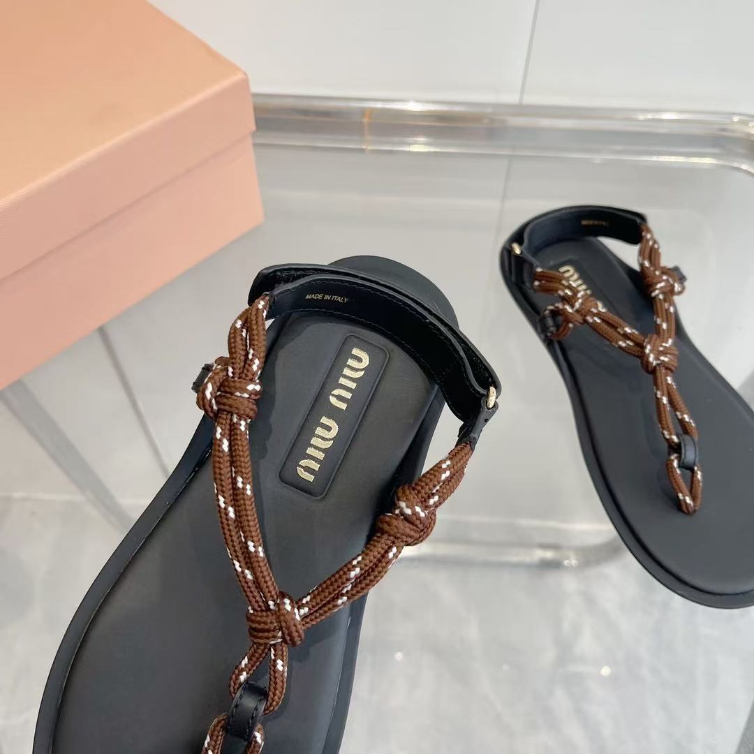 miumiu Riviere コードxレザー サンダル