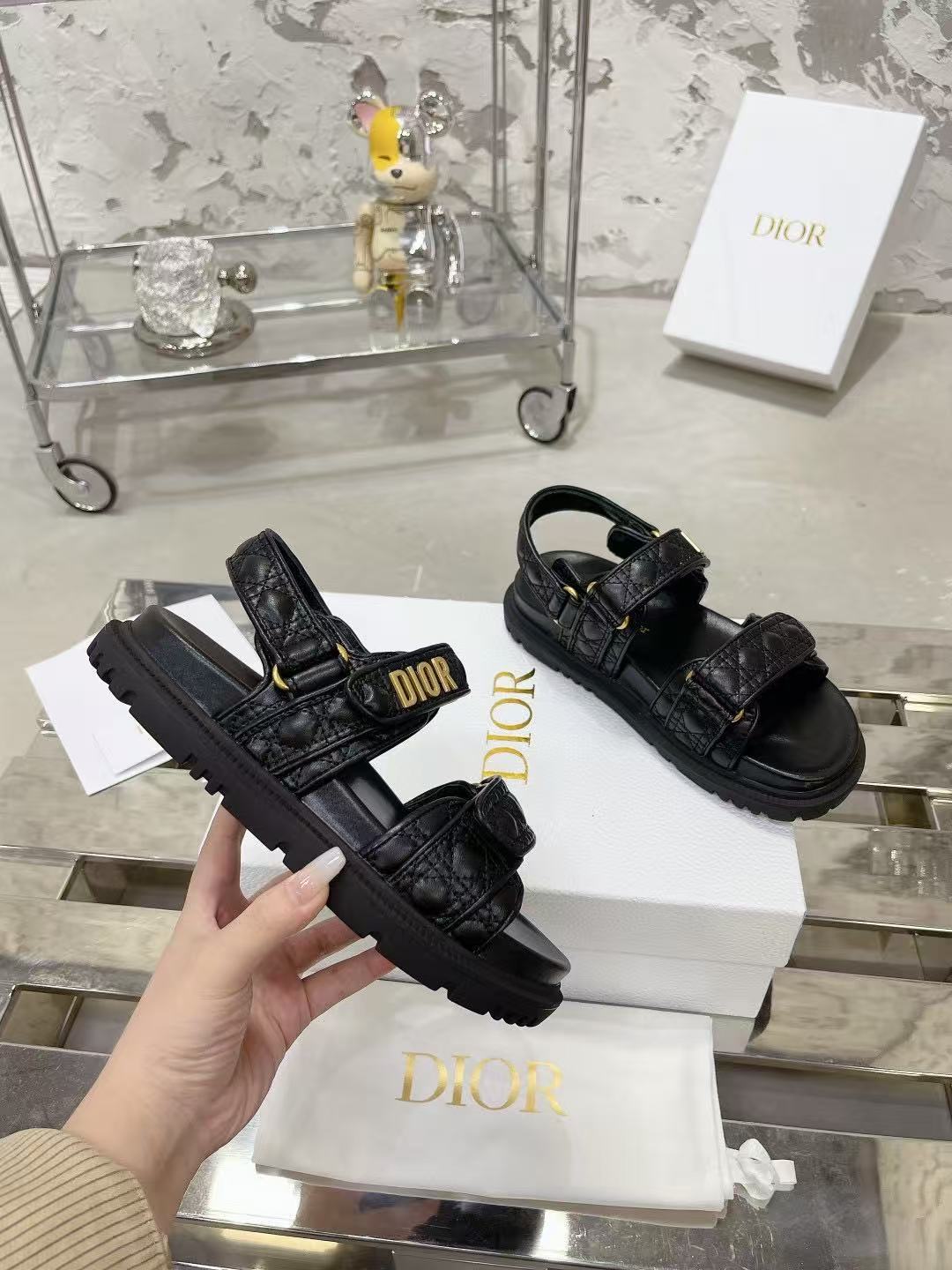 Dioract サンダル カナージュ キルティング カーフスキン