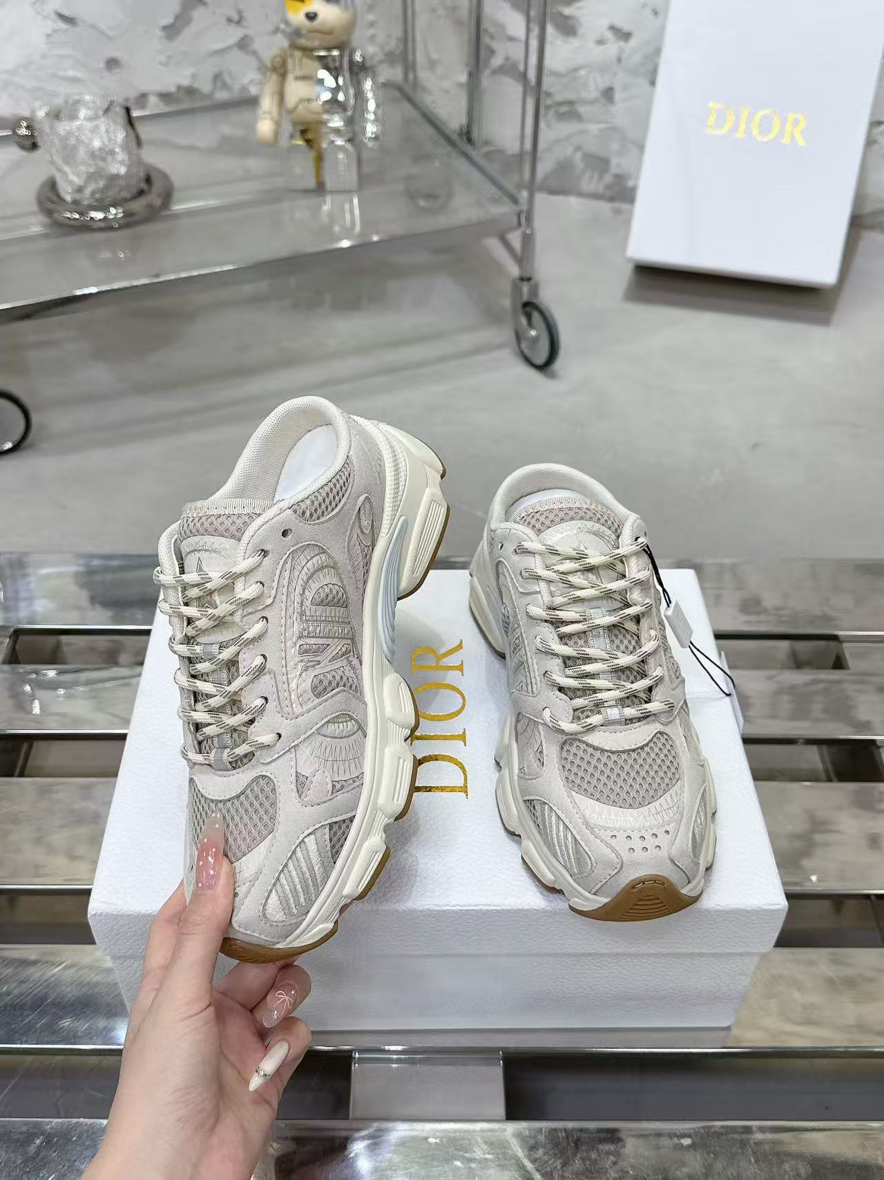 Dior Chrono スニーカー メッシュ & スエードカーフスキン