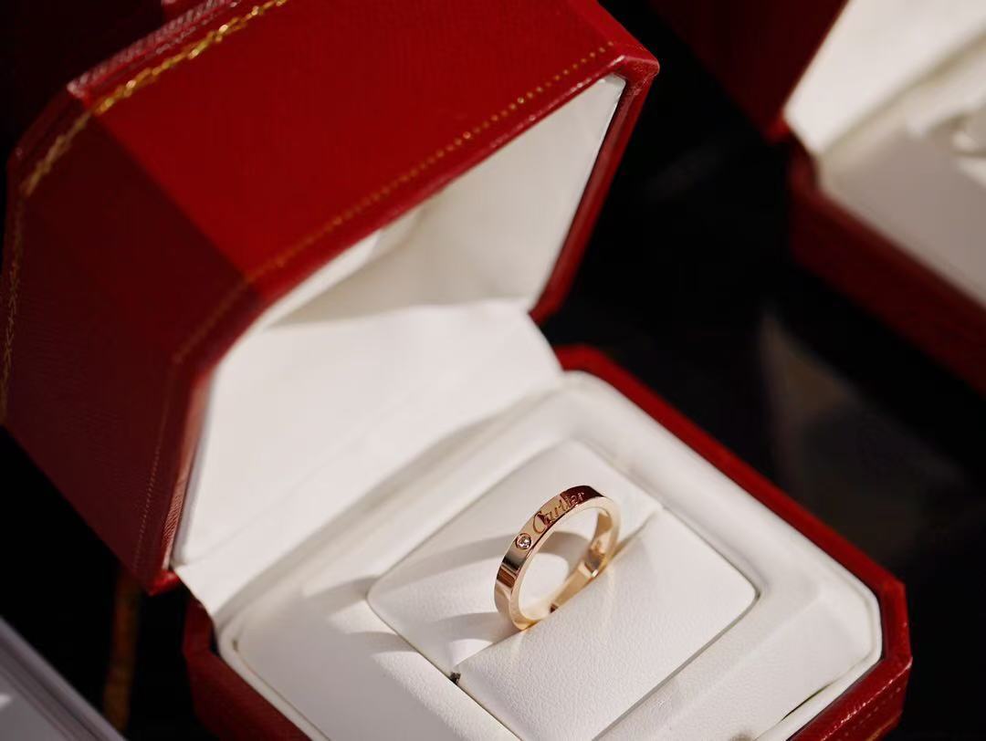 Cartier ドゥ カルティエ ウェディングリング、幅3mm ダイヤモンド1石