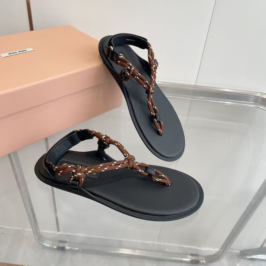 miumiu Riviere コードxレザー サンダル