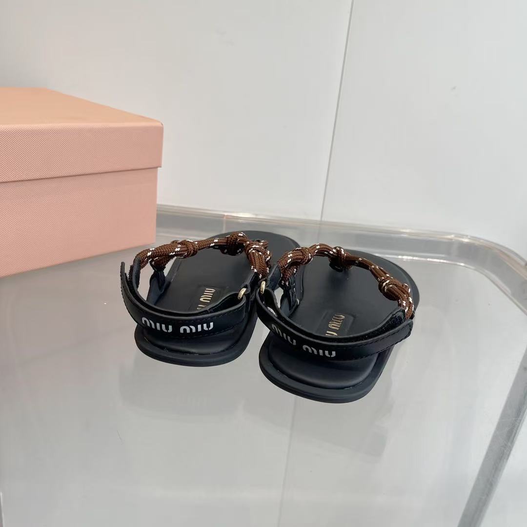 miumiu Riviere コードxレザー サンダル