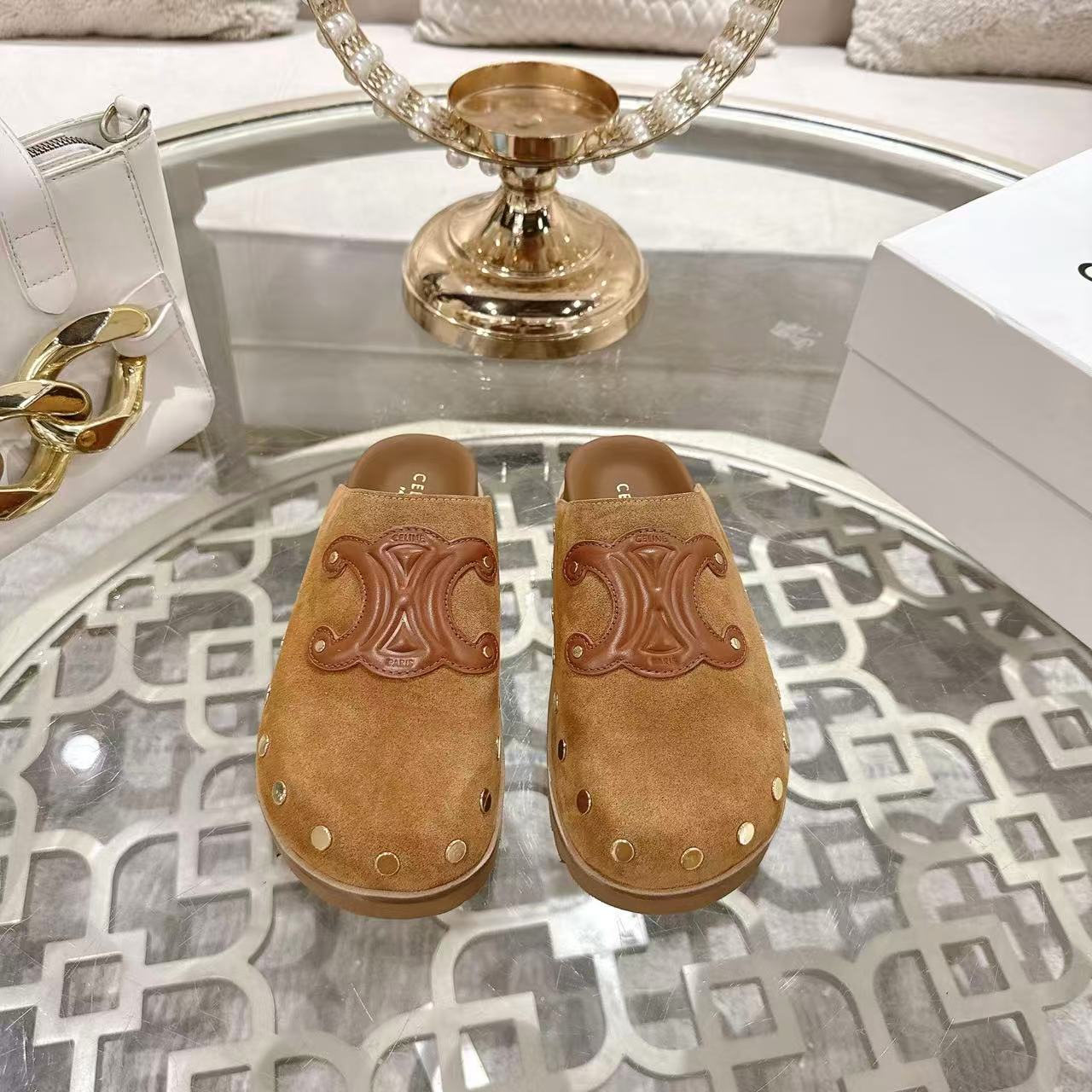 CELINE ピテア クロッグ / スエードカーフスキン