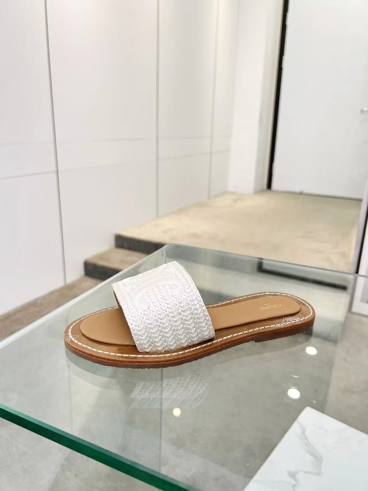 CELINE リンピア ミュール / エンブロイダリーコットンキャンバス