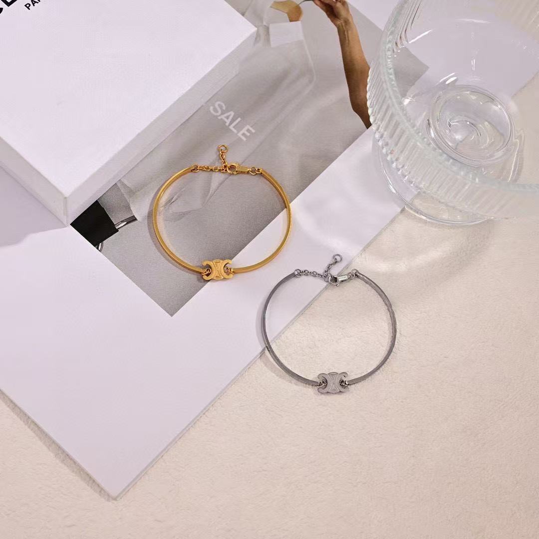 CELINE トリオンフ アーティキュレート ブレスレット / ロジウムフィニッシュ ブラス