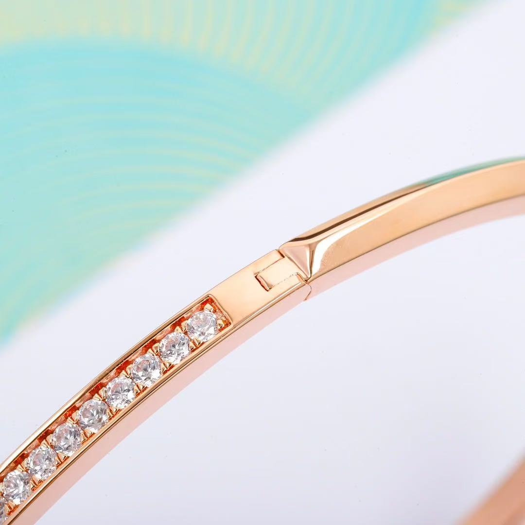 ティファニー T T ワン ナロー ダイヤモンド ヒンジ バングル ローズゴールド