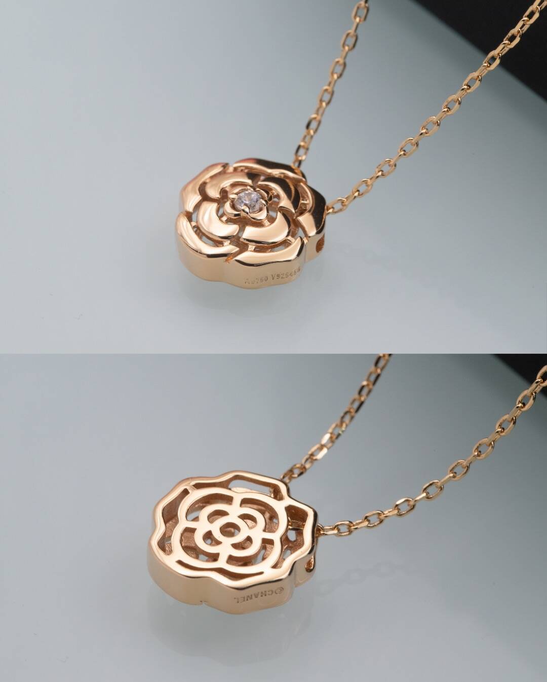 カメリア コレクション ネックレス 18Kピンクゴールド、ダイヤモンド