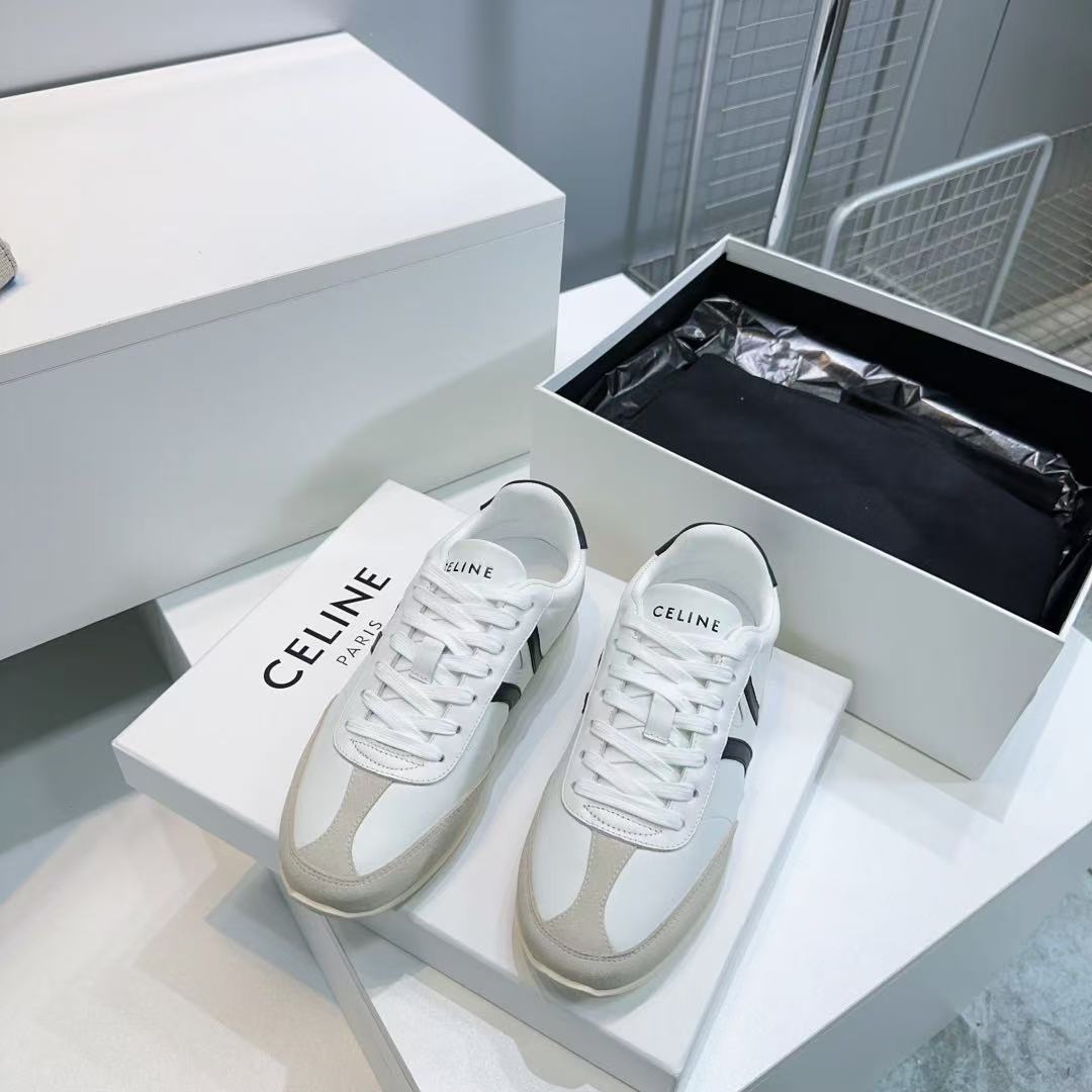 トリオンフ付き CELINE ジョガー レースアップ ロースニーカー / カーフスキン & スエードカーフスキン