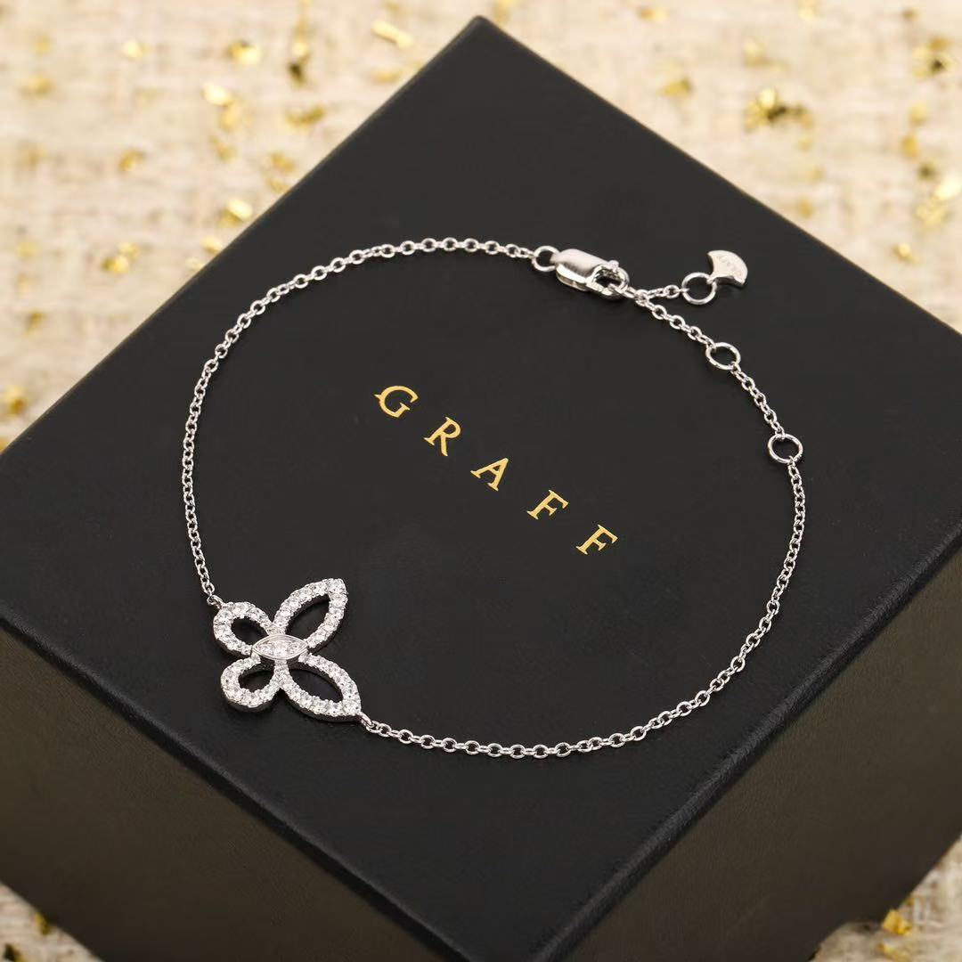 Graff ミニ バタフライ シルエット ダイヤモンド ブレスレット ホワイトゴールド