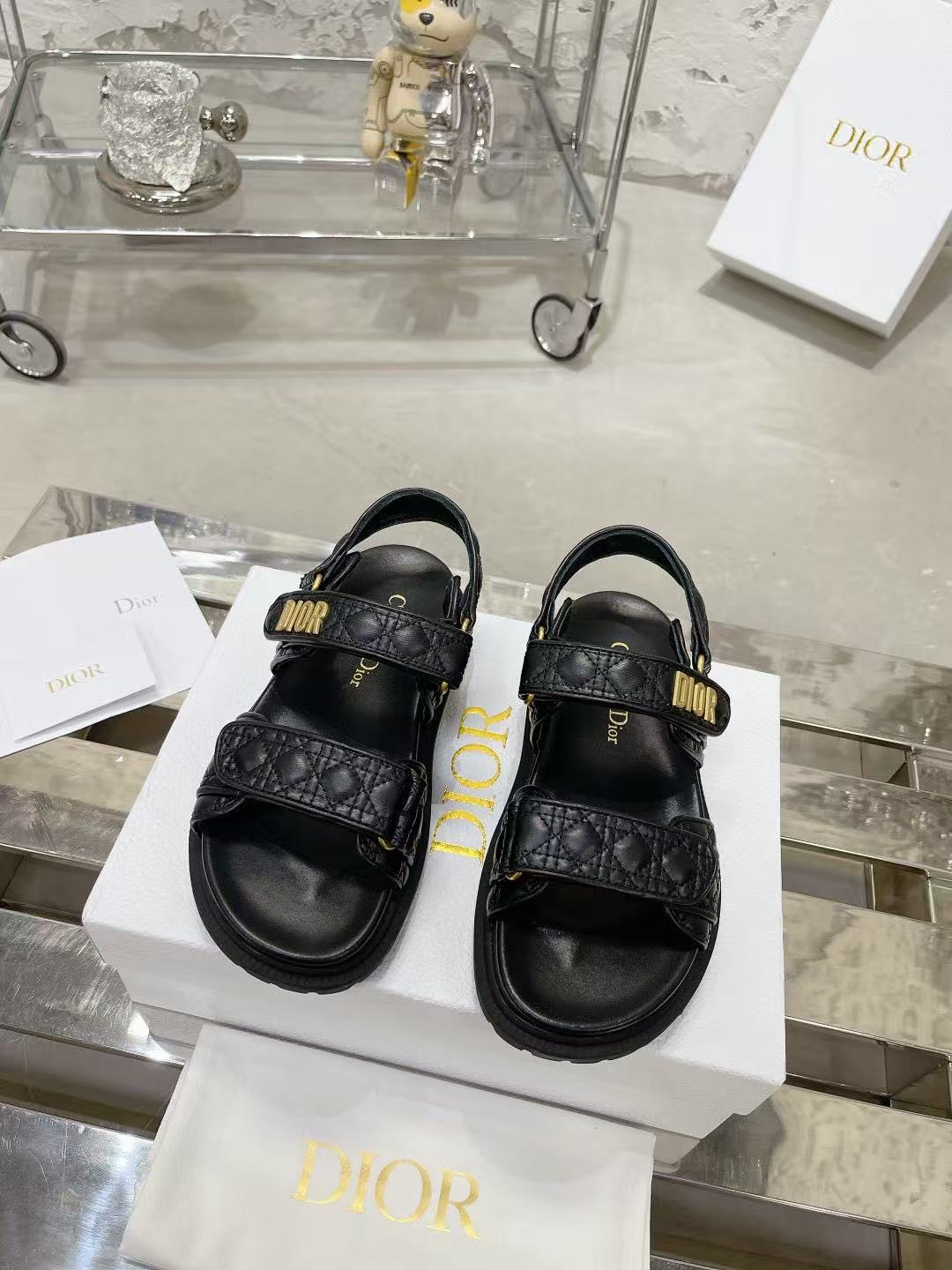 Dioract サンダル カナージュ キルティング カーフスキン