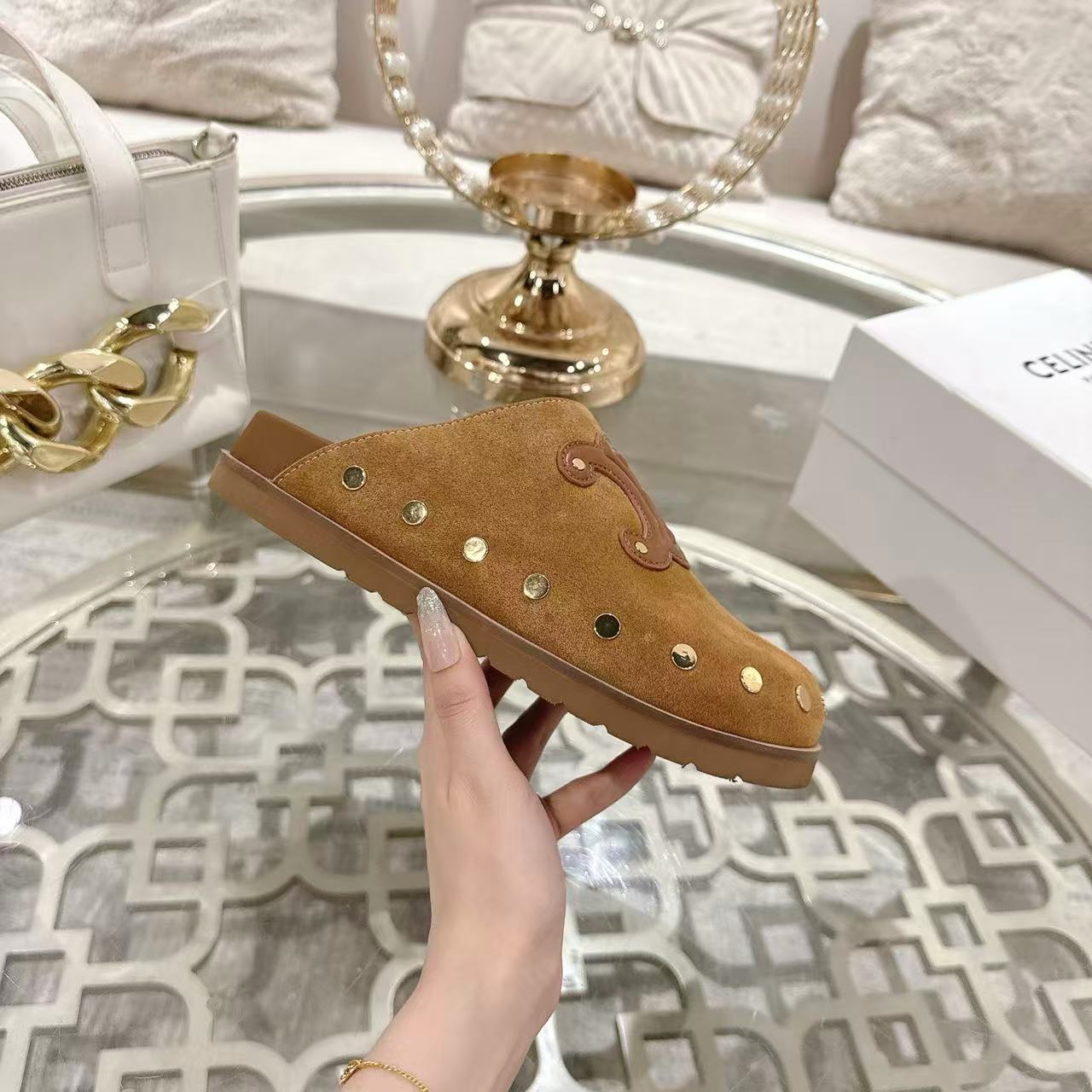 CELINE ピテア クロッグ / スエードカーフスキン