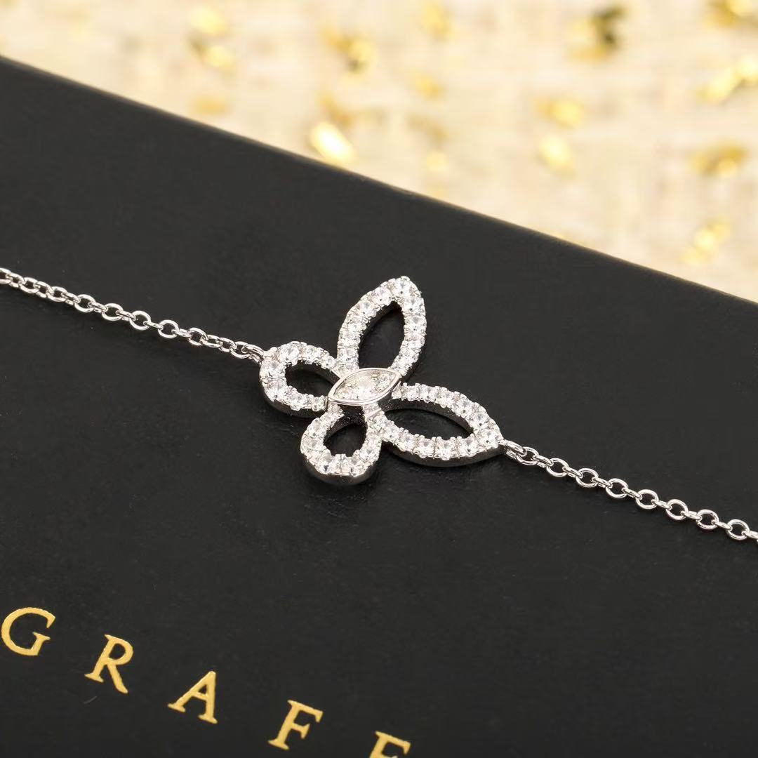 Graff ミニ バタフライ シルエット ダイヤモンド ブレスレット ホワイトゴールド