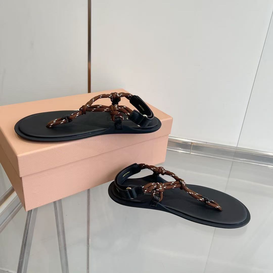 miumiu Riviere コードxレザー サンダル