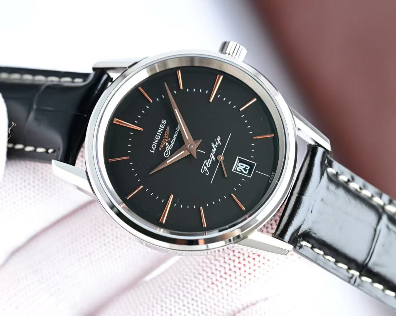 LONGINES  ロンジン フラッグシップ ヘリテージ, L4.795.4.58.0, 自動巻 ウォッチ, Ø 38.50 mm, ステンレススティール.