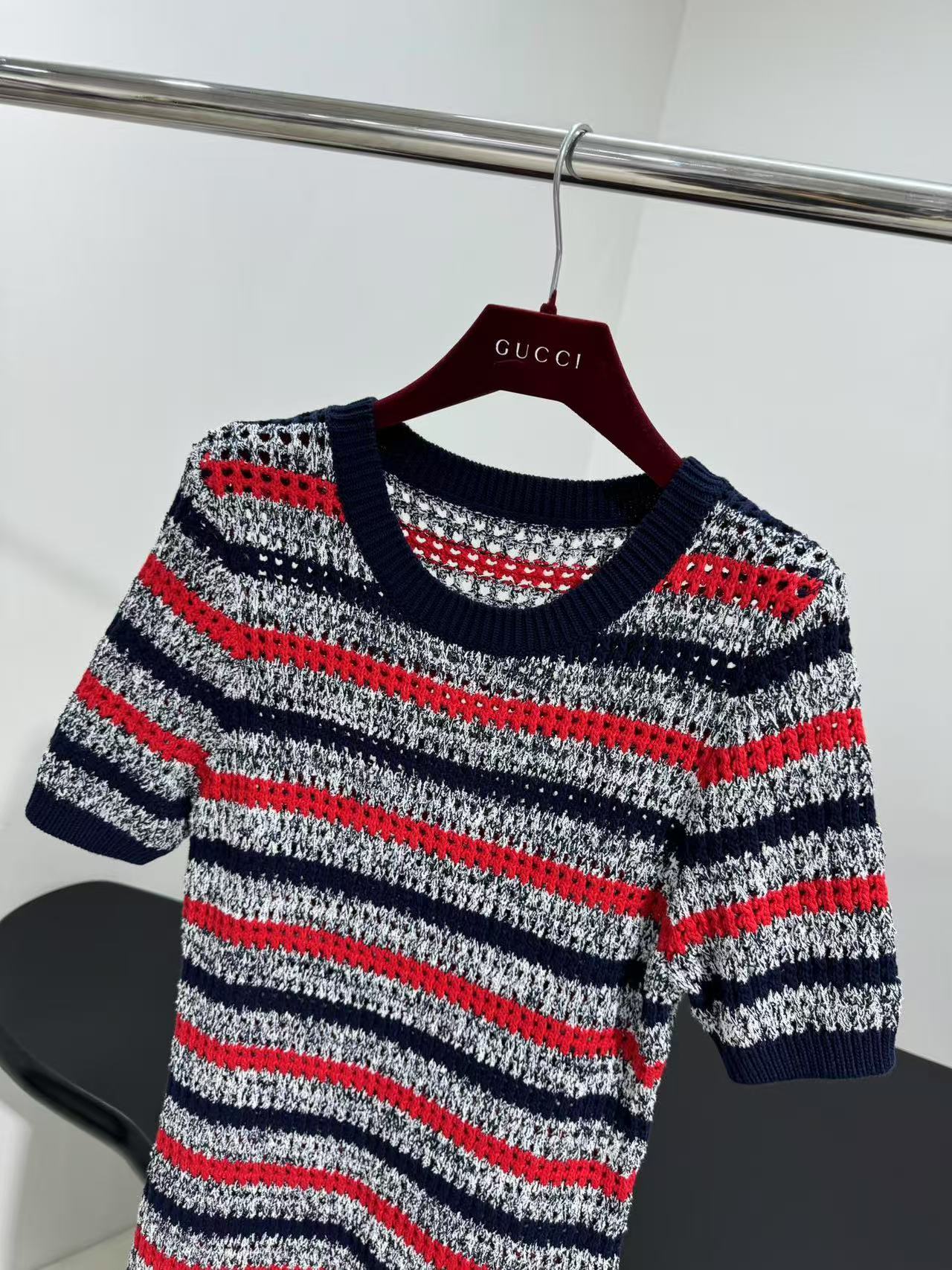 GUCCI ストライプ ファインコットンニット ドレス