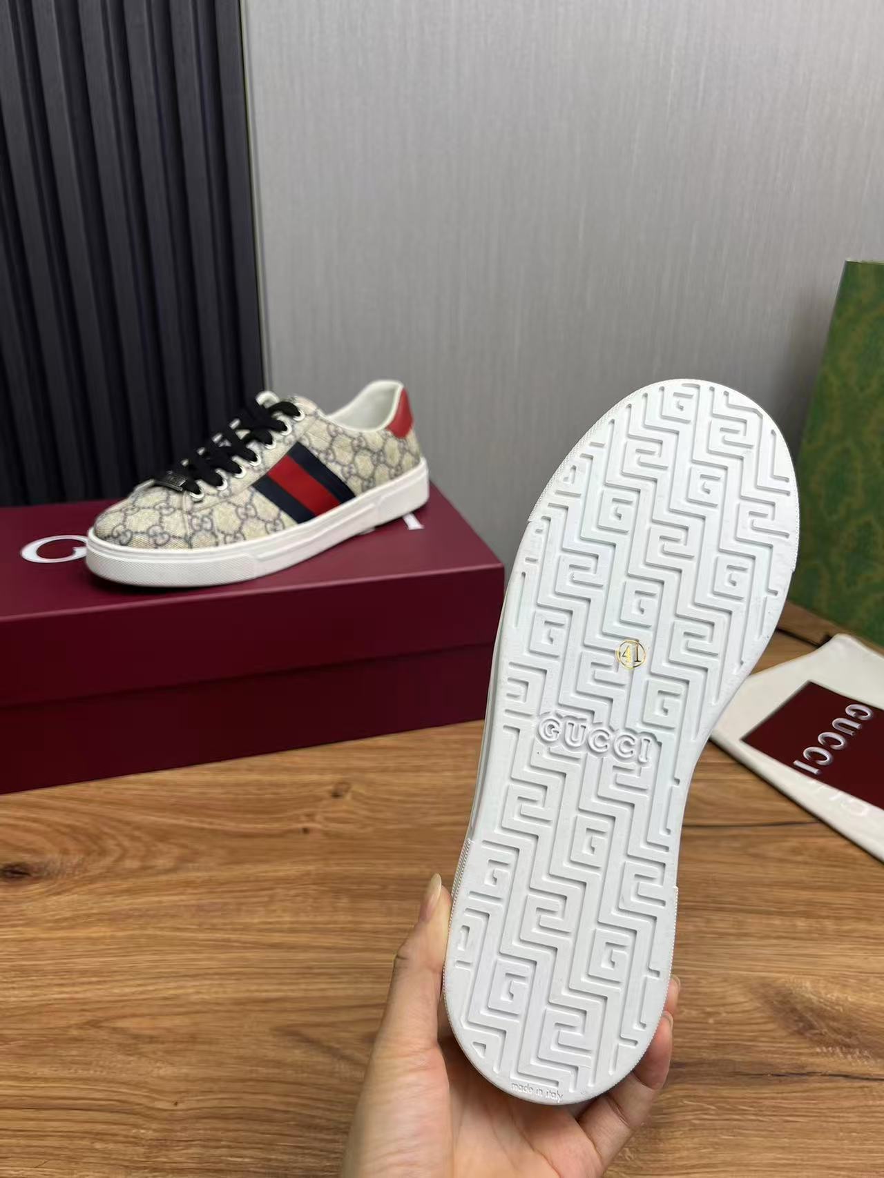 GUCCI〔エース〕ウェブ ストライプ メンズ スニーカー