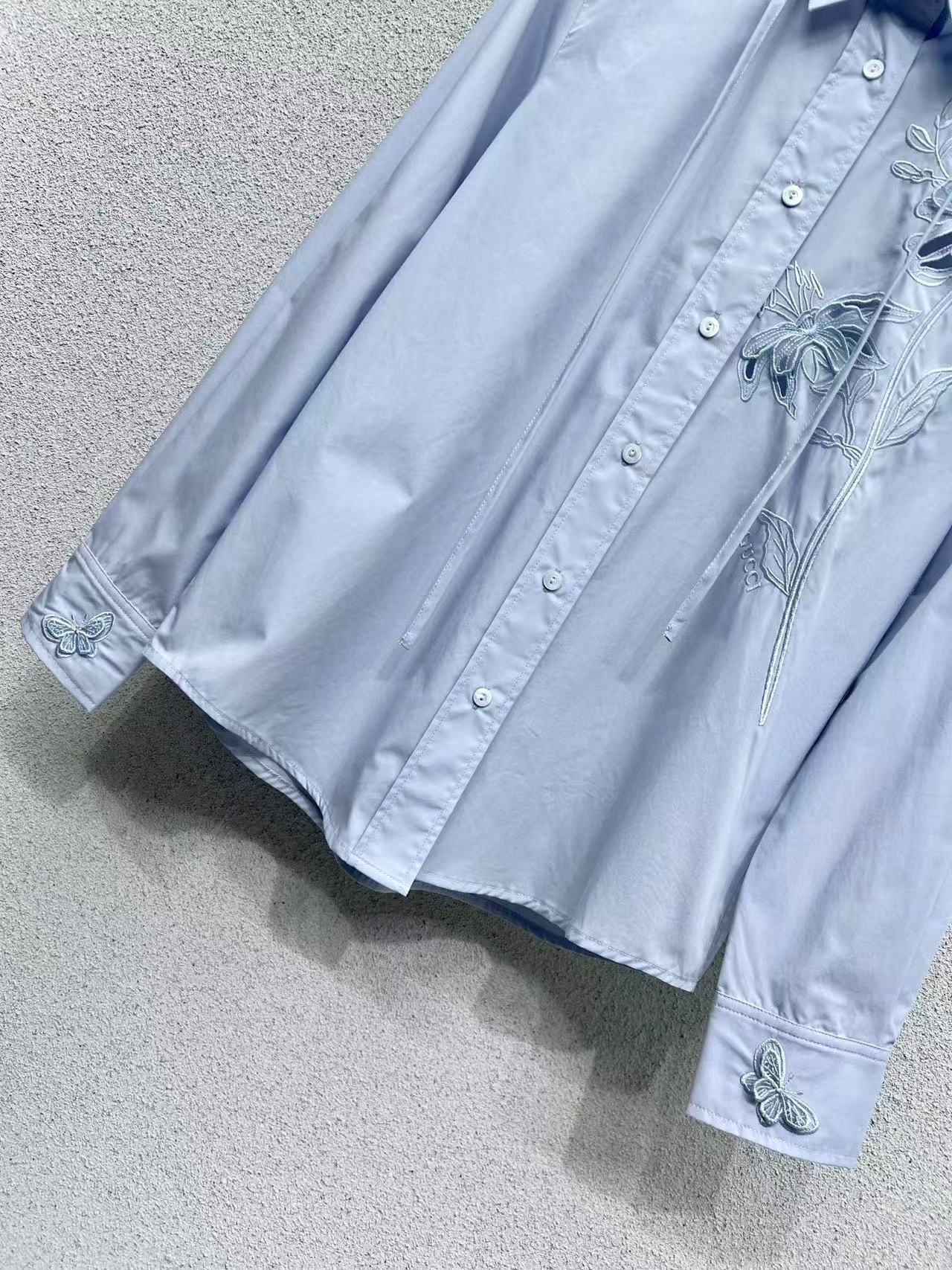 GUCCI エンブロイダリー付き コットンポプリン シャツ