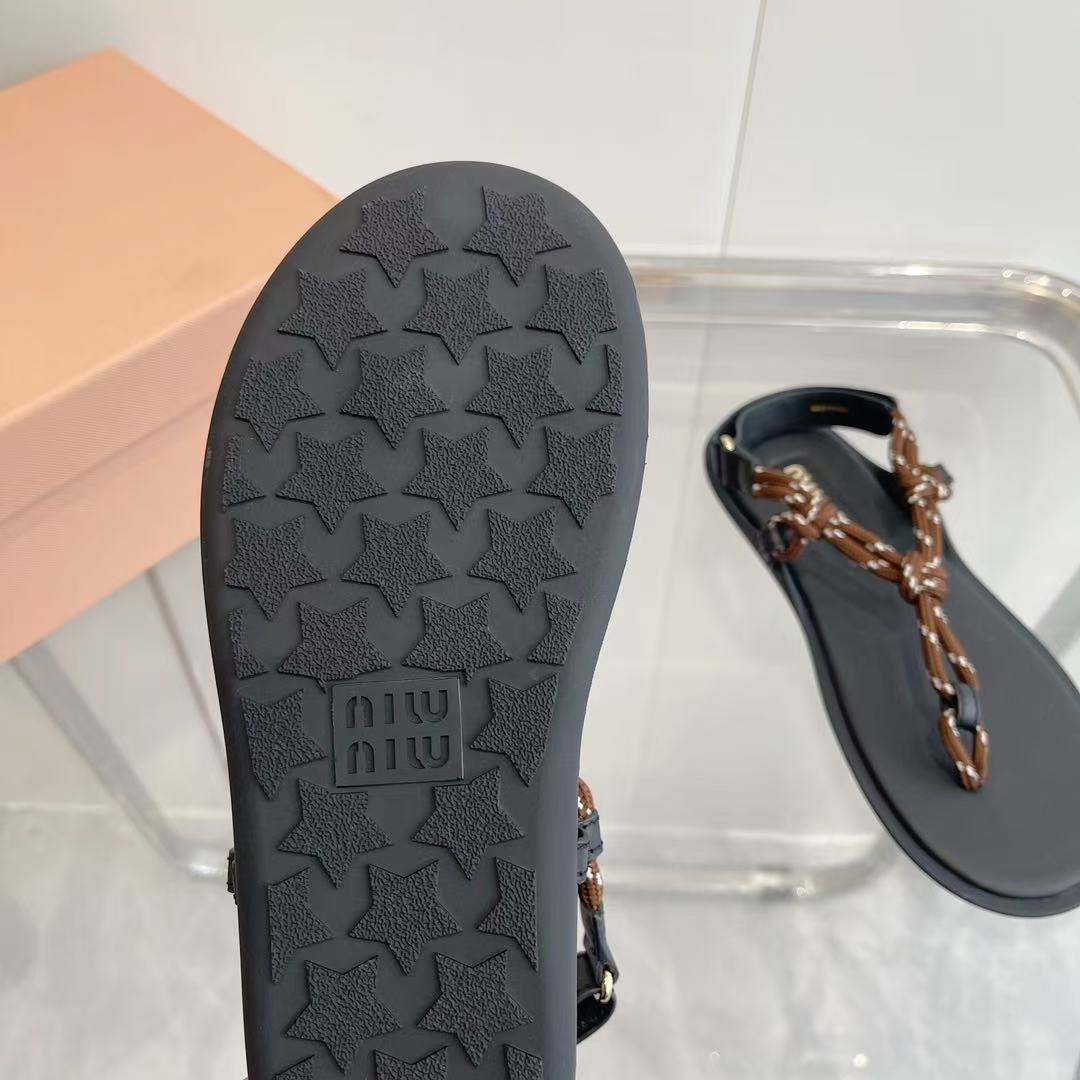 miumiu Riviere コードxレザー サンダル