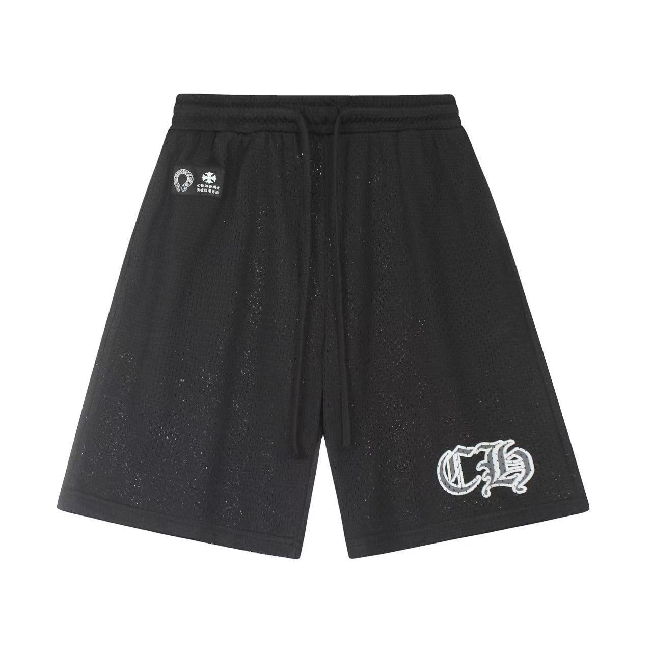 CHROME HEARTS (クロムハーツ) MESH VARSITY SHORTS CHプリントメッシュハーフパンツ ショートパンツ ブラック